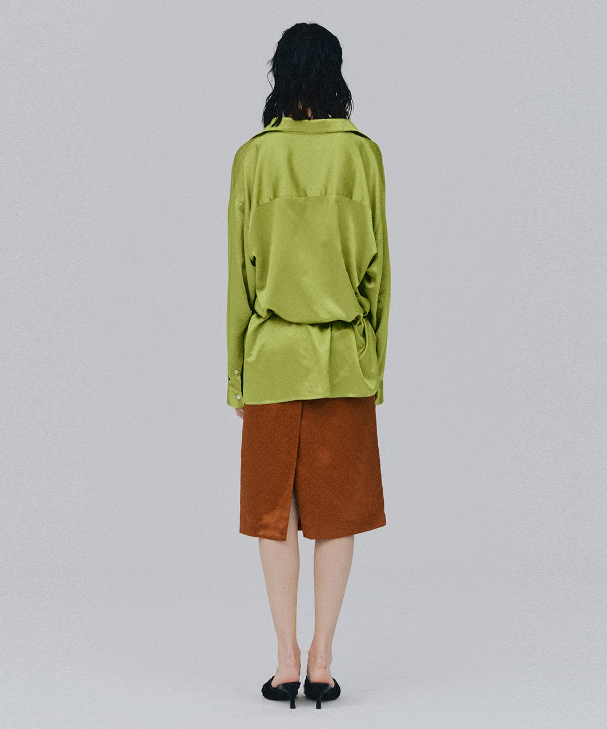 베데르미(VEDERMI) rust satin midi skirt