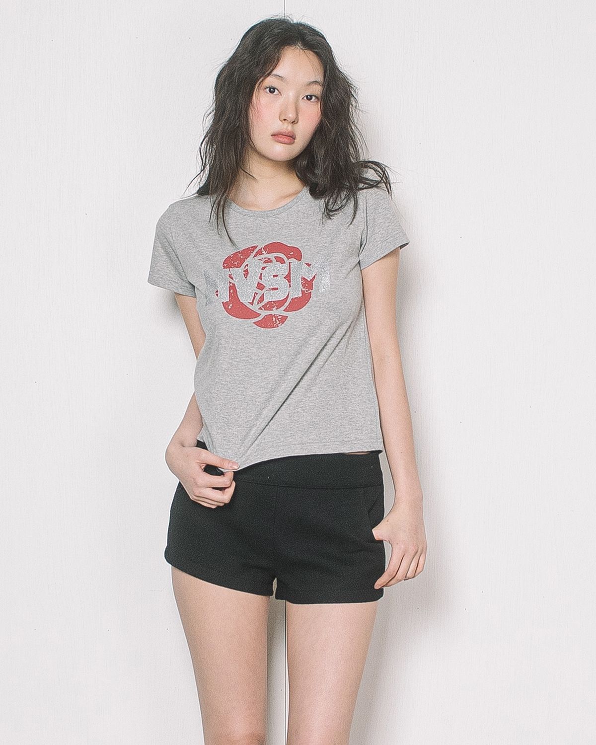 해비즘(HAVISM) HVSM ROSE S/S TEE(GREY)