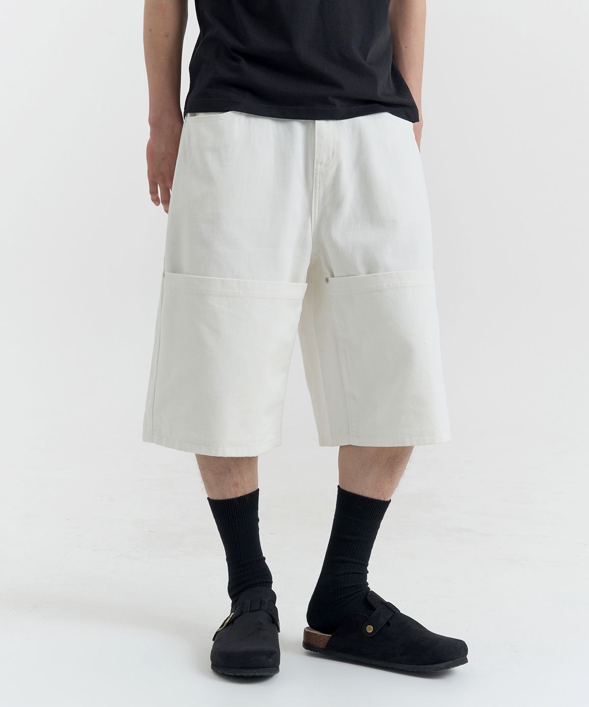노페이머스(NOFAMOUS) Twill Pocket Cotton Bermuda Shorts (Ivory)