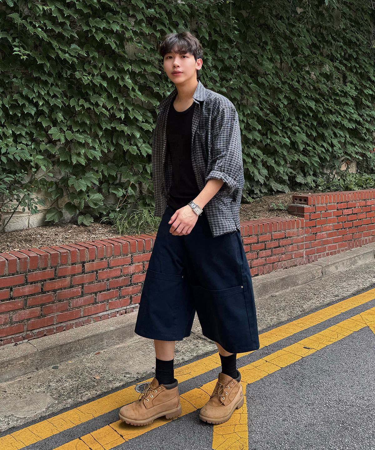 노페이머스(NOFAMOUS) Twill Pocket Cotton Bermuda Shorts (Navy)
