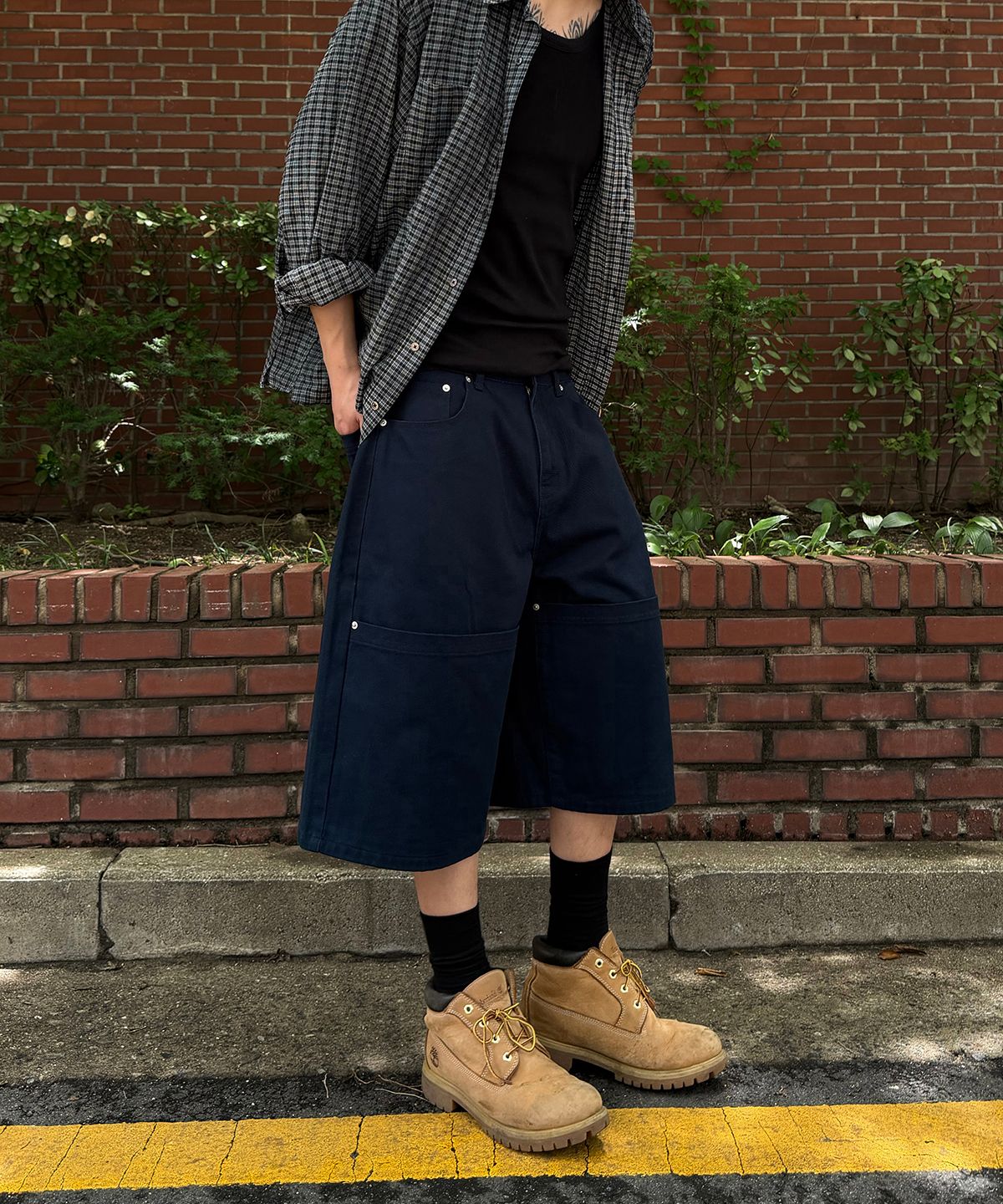 노페이머스(NOFAMOUS) Twill Pocket Cotton Bermuda Shorts (Navy)