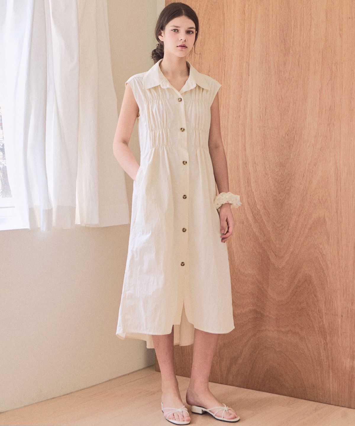 슬로우롤리(SLOWLOLLI) Pintuck string sleeveless dress_2 Colors
