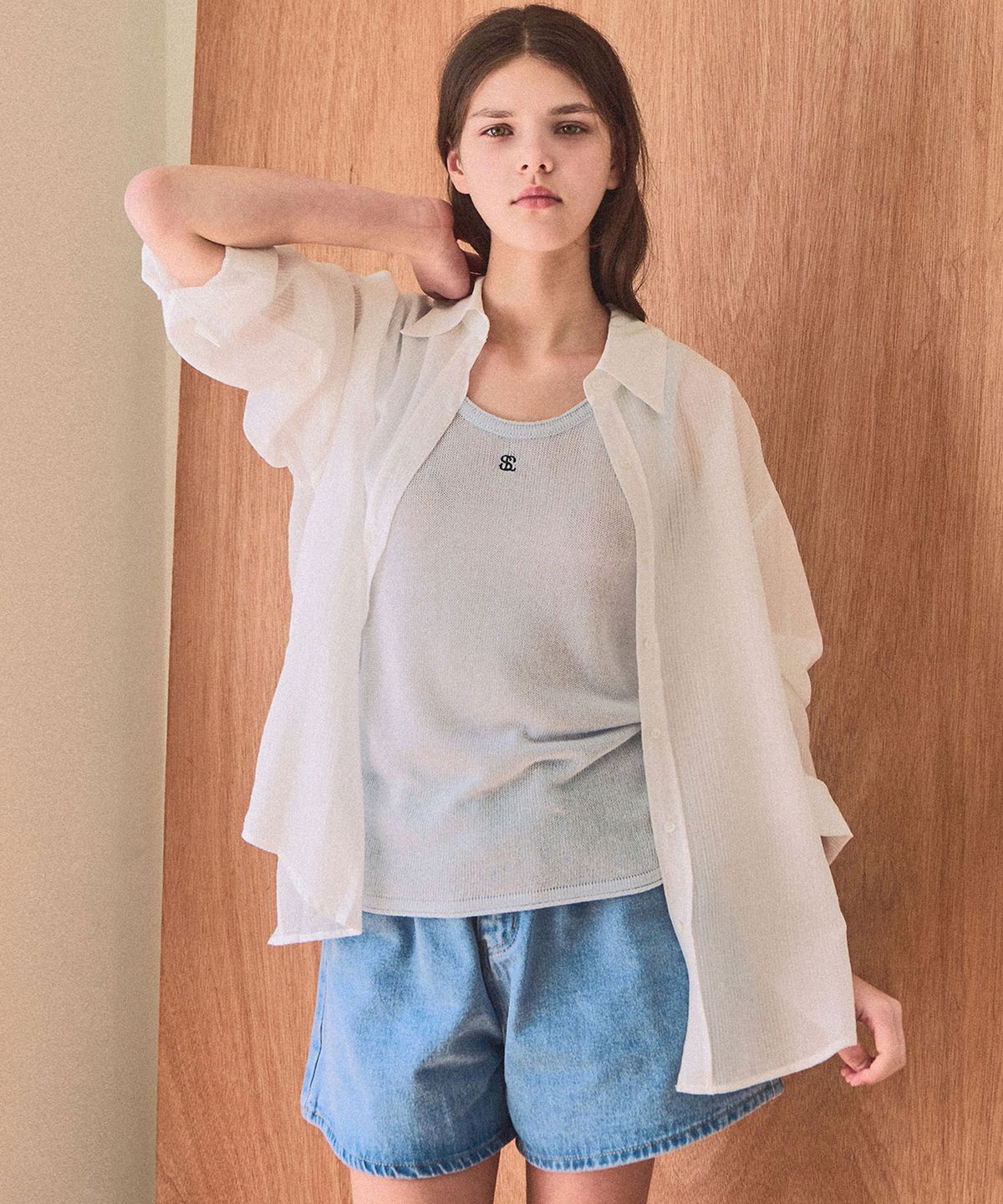 슬로우롤리(SLOWLOLLI) Muse logo round knit sleeveless_4 Colors