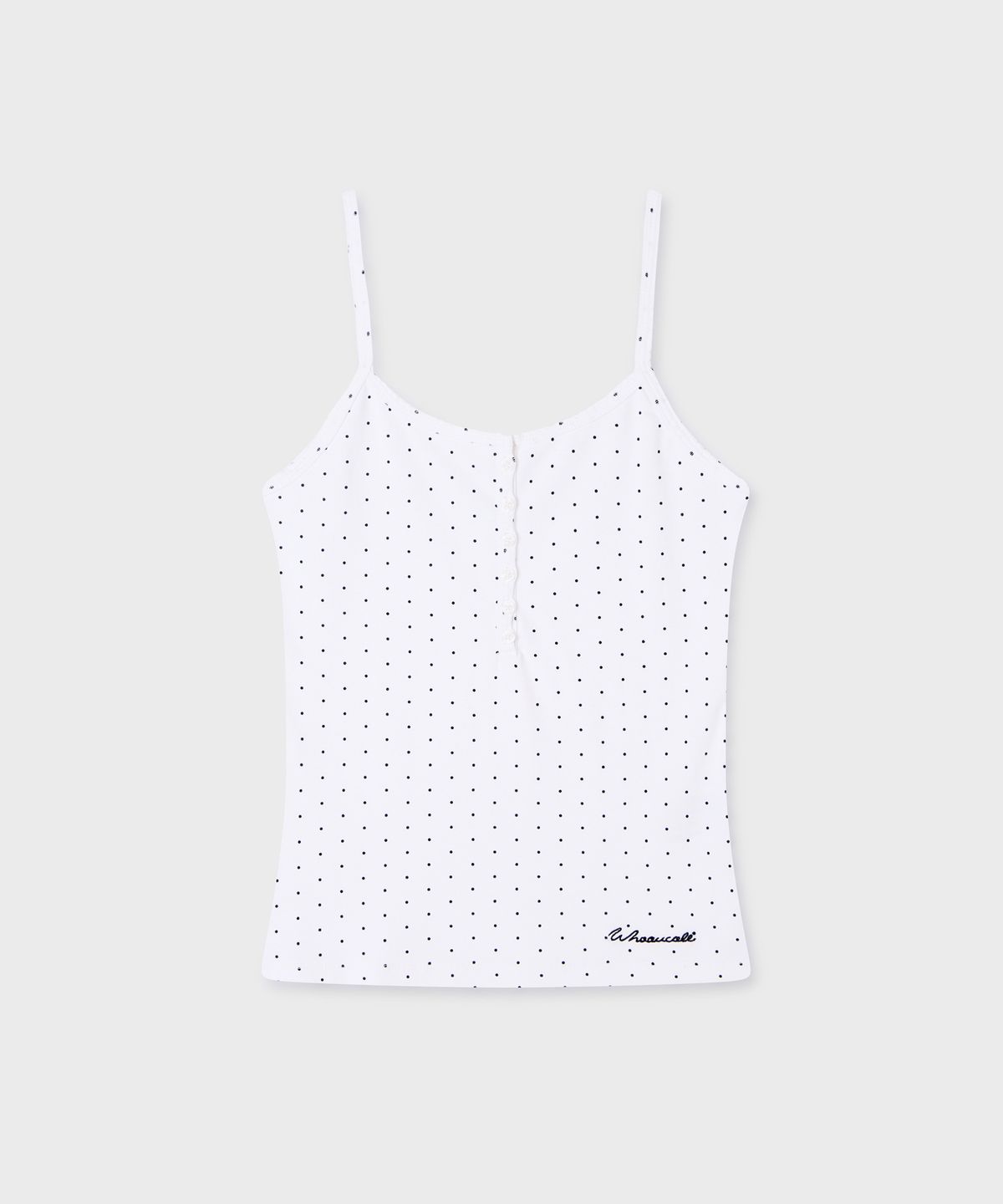 후아유(WHO.A.U) Dot Pattern Henley Sleeveless / WHRNG3791F