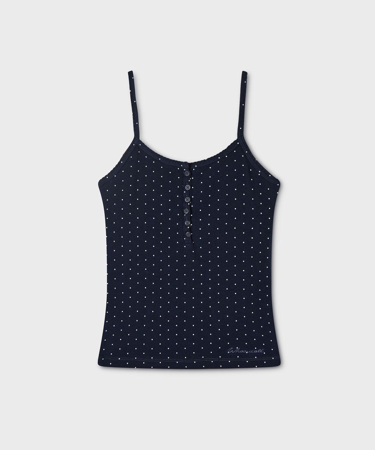 후아유(WHO.A.U) Dot Pattern Henley Sleeveless / WHRNG3791F