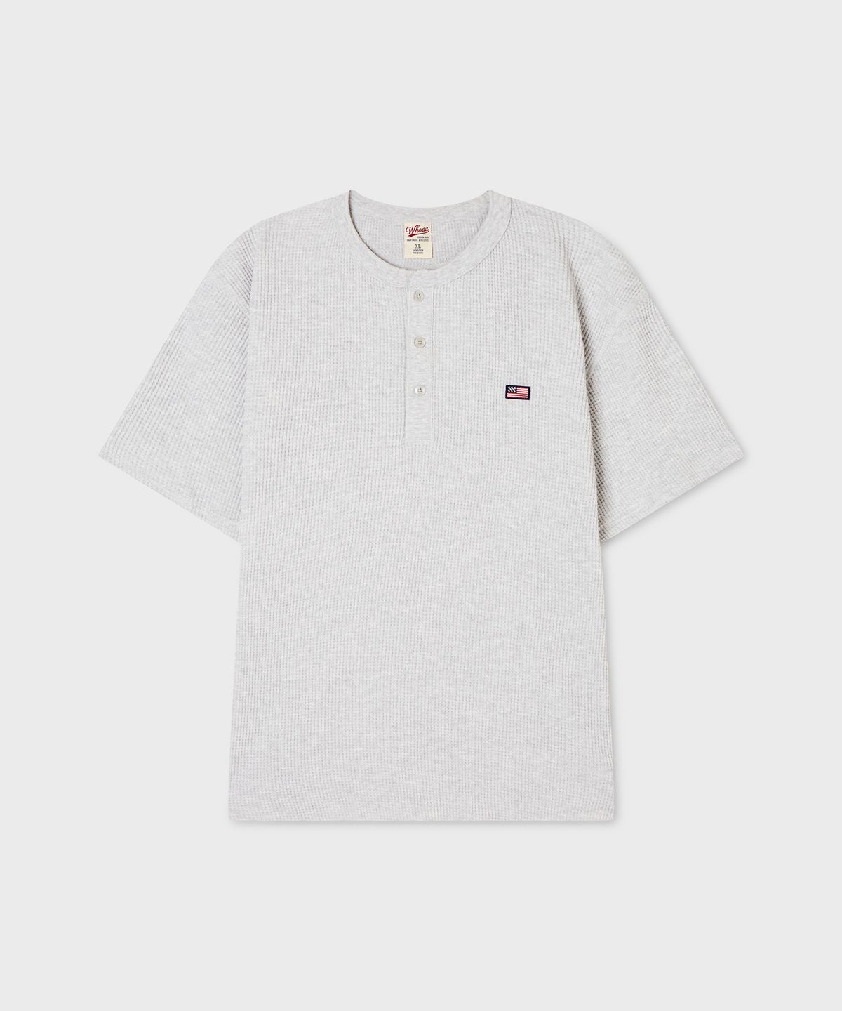 후아유(WHO.A.U) Waffle Henley Short Sleeve T-shirt / WHRAG3791U