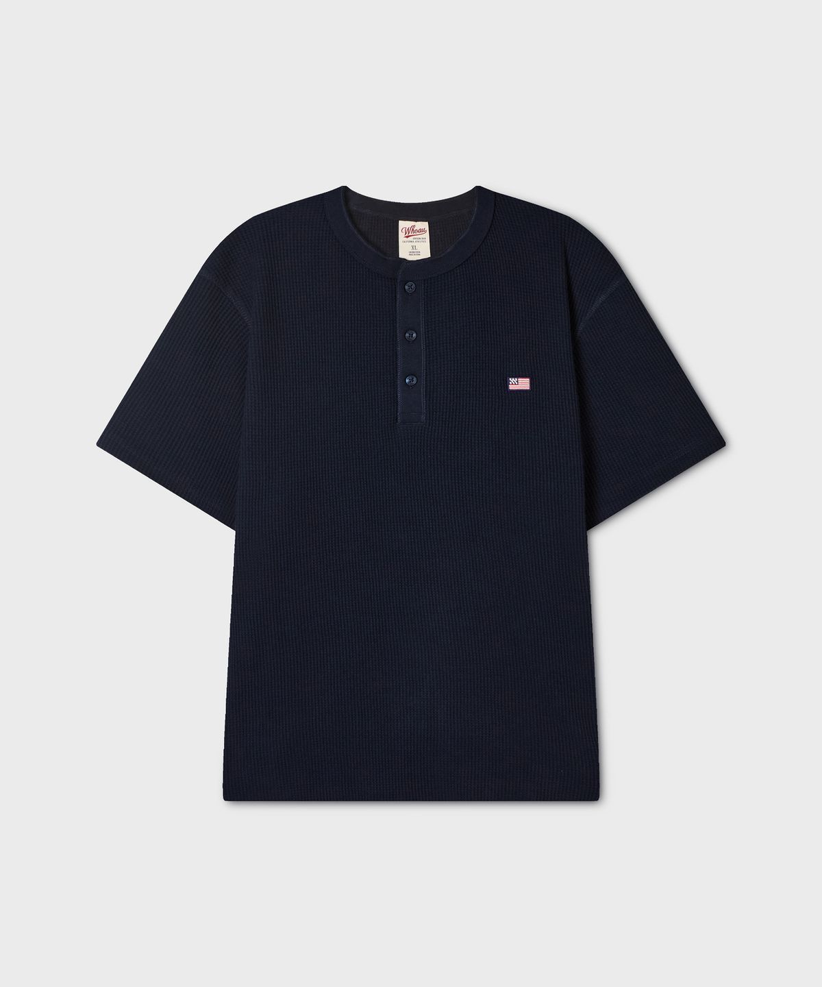 후아유(WHO.A.U) Waffle Henley Short Sleeve T-shirt / WHRAG3791U