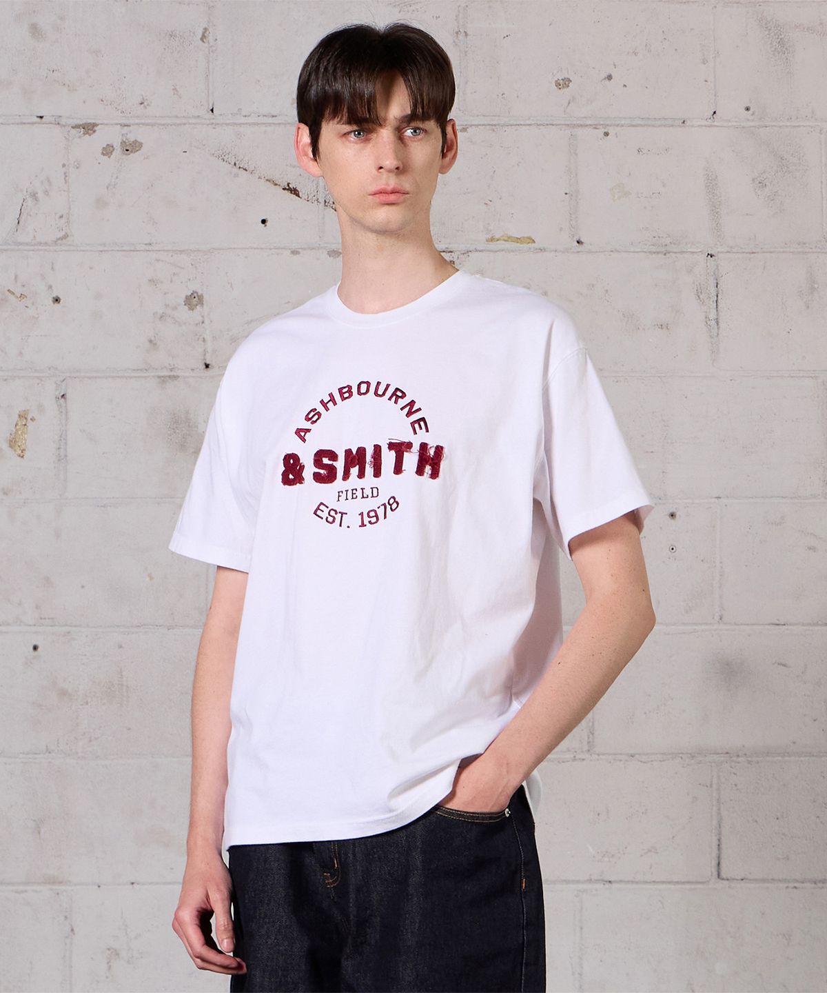 애쉬본&스미스(ASHBOURNE & SMITH) [MEN] ASHBOURNE&SMITH 패치 반팔티 ASH1013_화이트