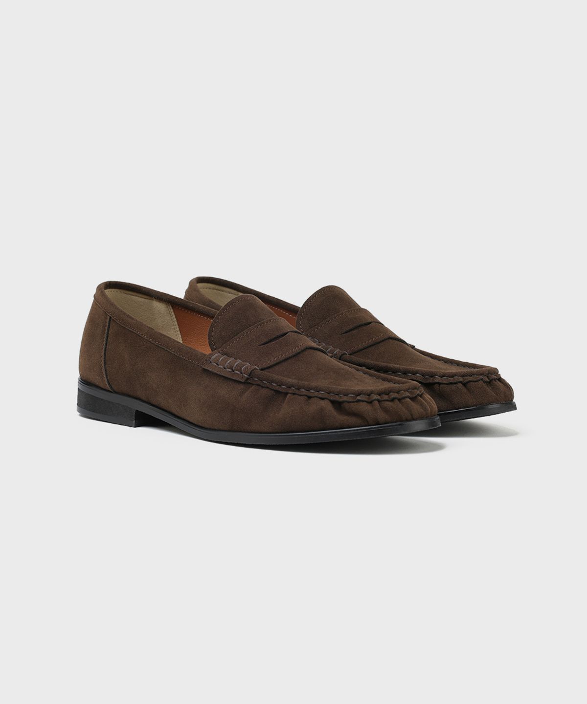 피렌체 아뜨리에(FIRENZE ATELIER) [SECOND.A] 셔링디테일 유니섹스 베이직 페니로퍼 PL5900UX [BROWN SUEDE]