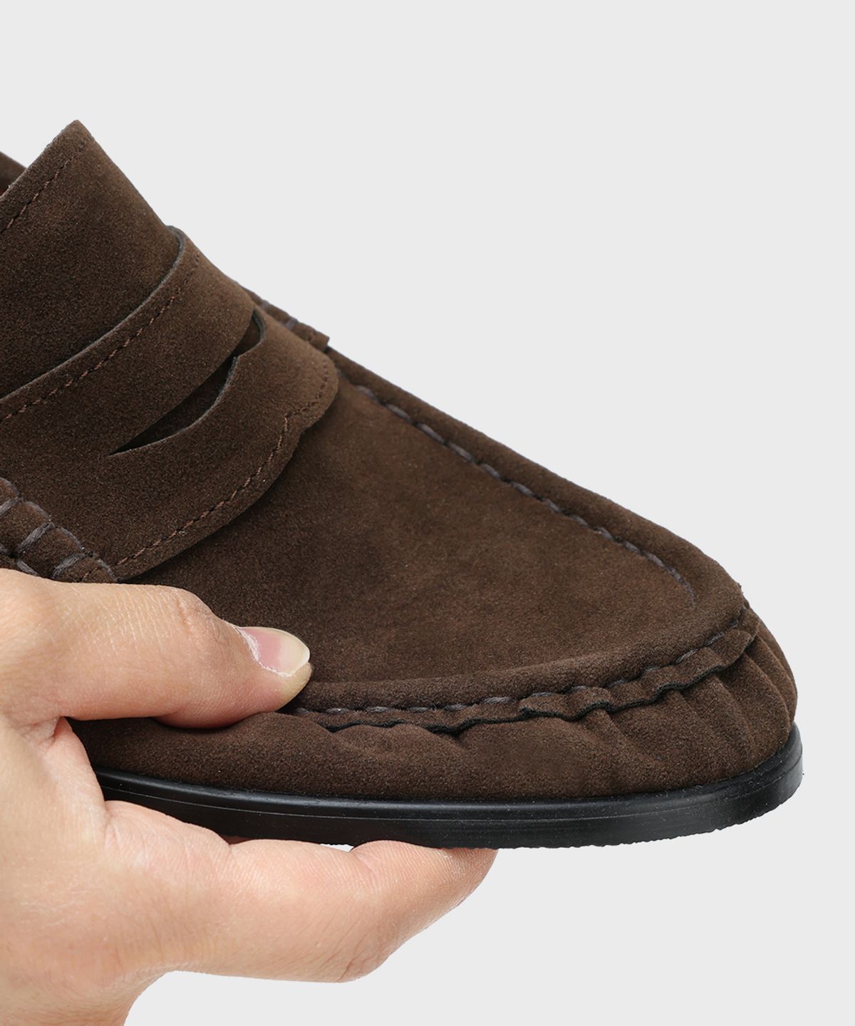 피렌체 아뜨리에(FIRENZE ATELIER) [SECOND.A] 셔링디테일 유니섹스 베이직 페니로퍼 PL5900UX [BROWN SUEDE]
