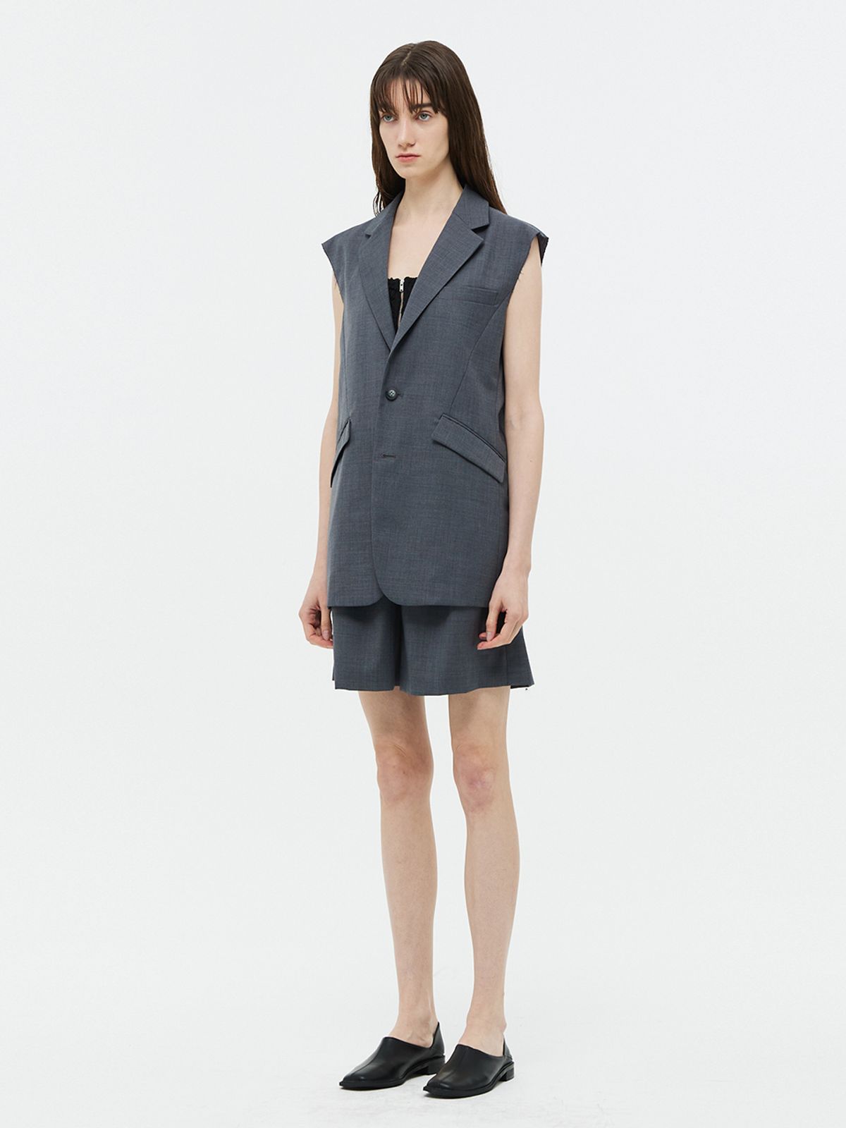 베데르미(VEDERMI) grey sleeveless blazer