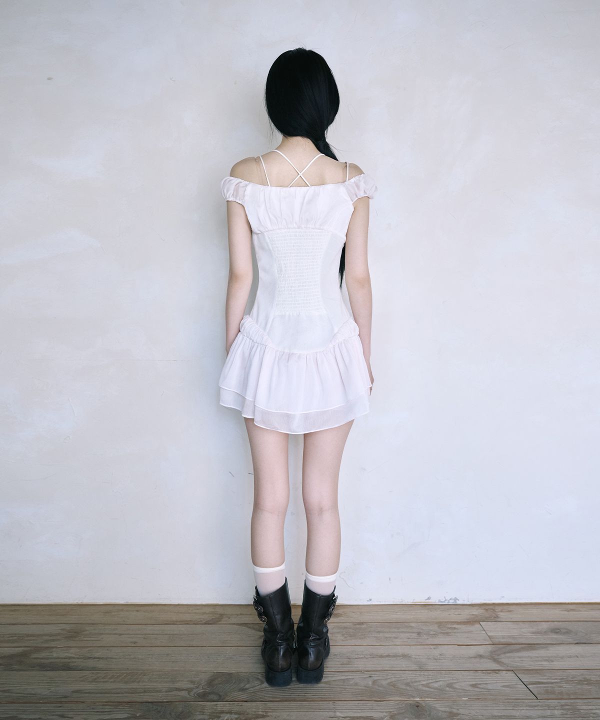레이즈미야(REISE MIYA) 님프 샤샤 미니드레스 [BEIGE PINK]