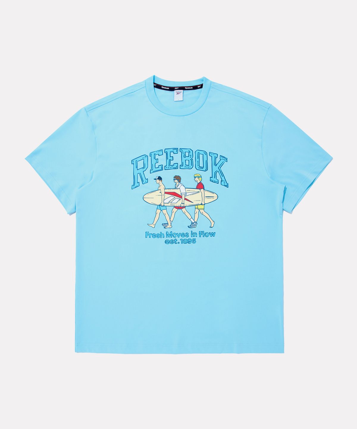리복(REEBOK) 서핑 그래픽 래쉬가드 겸용 반팔티 - 라이트 블루