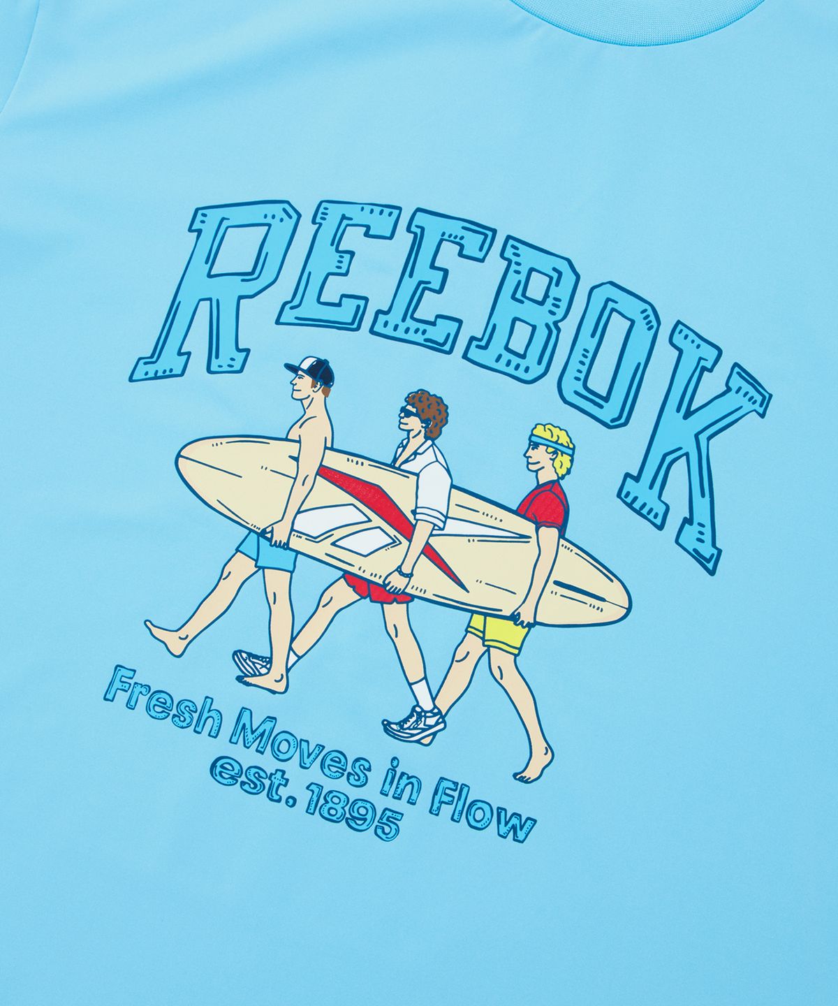 리복(REEBOK) 서핑 그래픽 래쉬가드 겸용 반팔티 - 라이트 블루