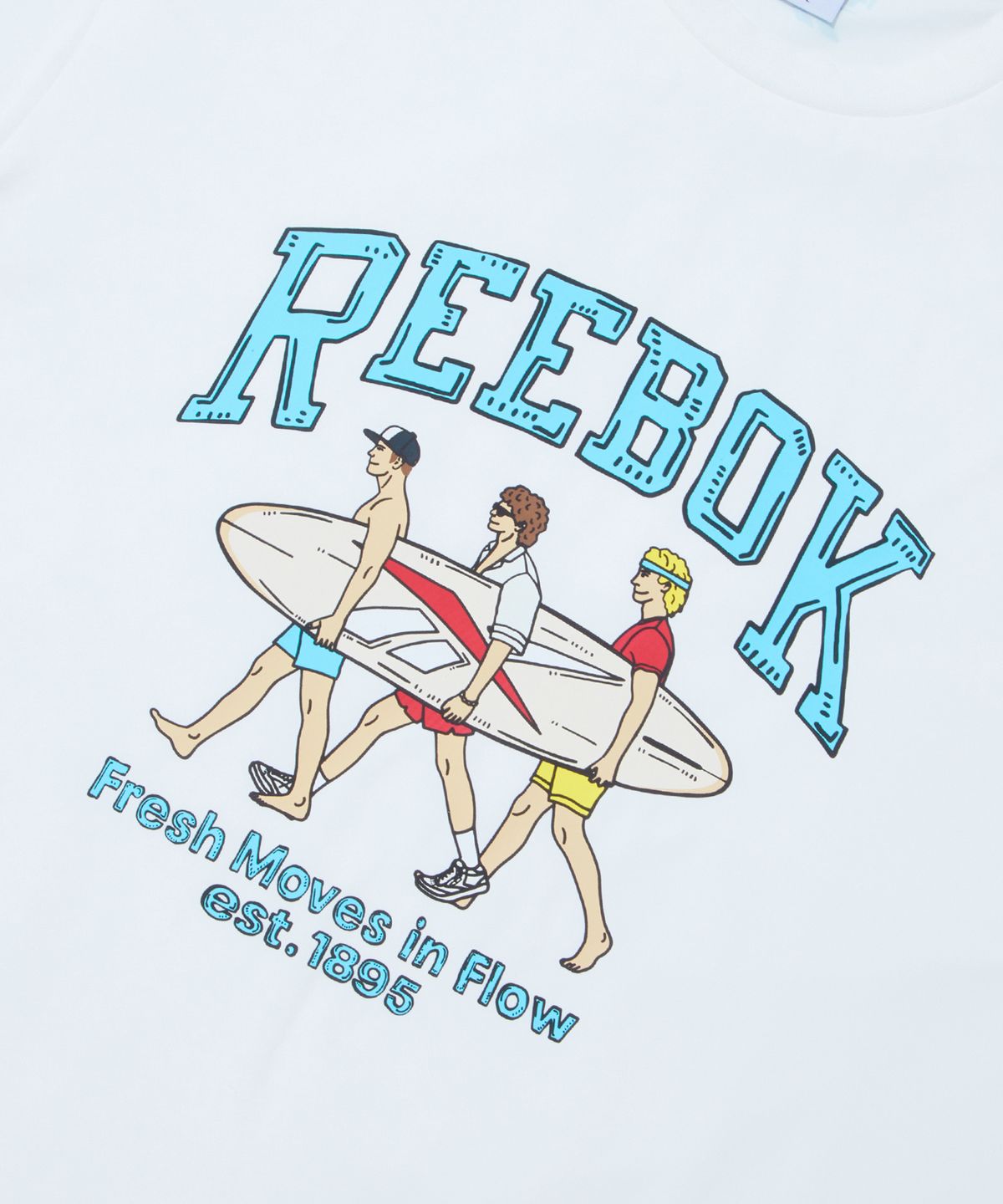 리복(REEBOK) 서핑 그래픽 래쉬가드 겸용 반팔티 - 화이트