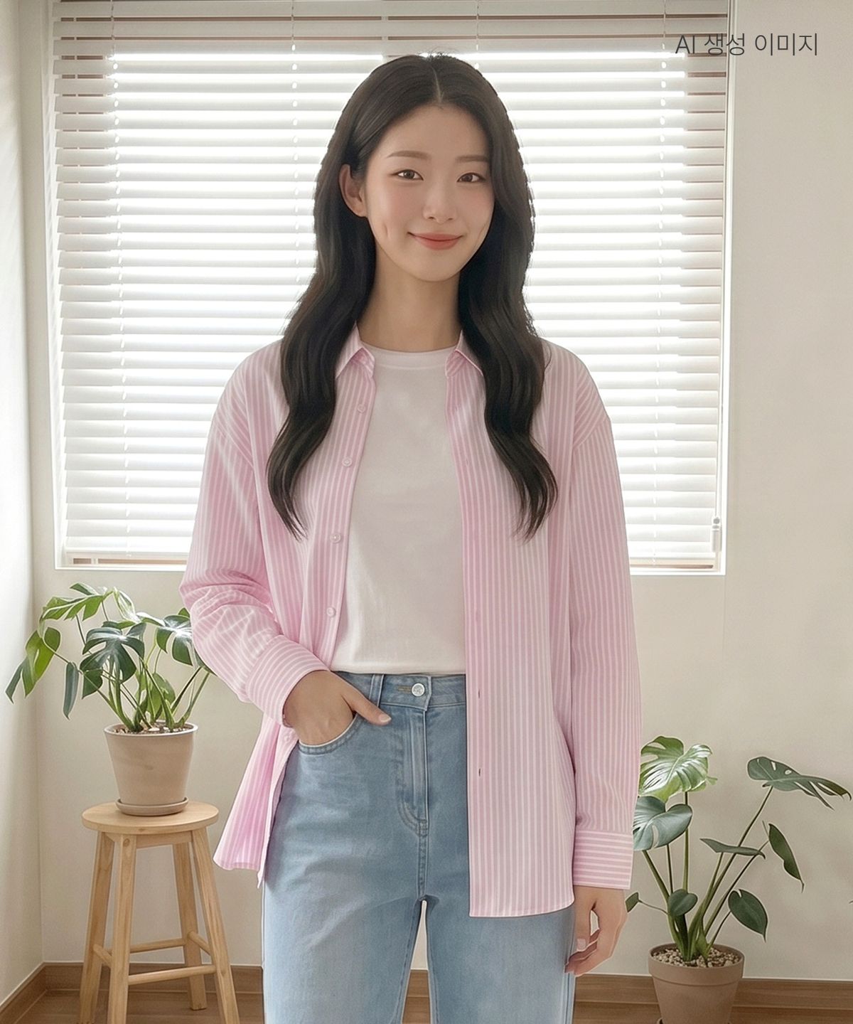 로엠(ROEM) 오버핏 스트라이프 셔츠 RMYWG25RT1