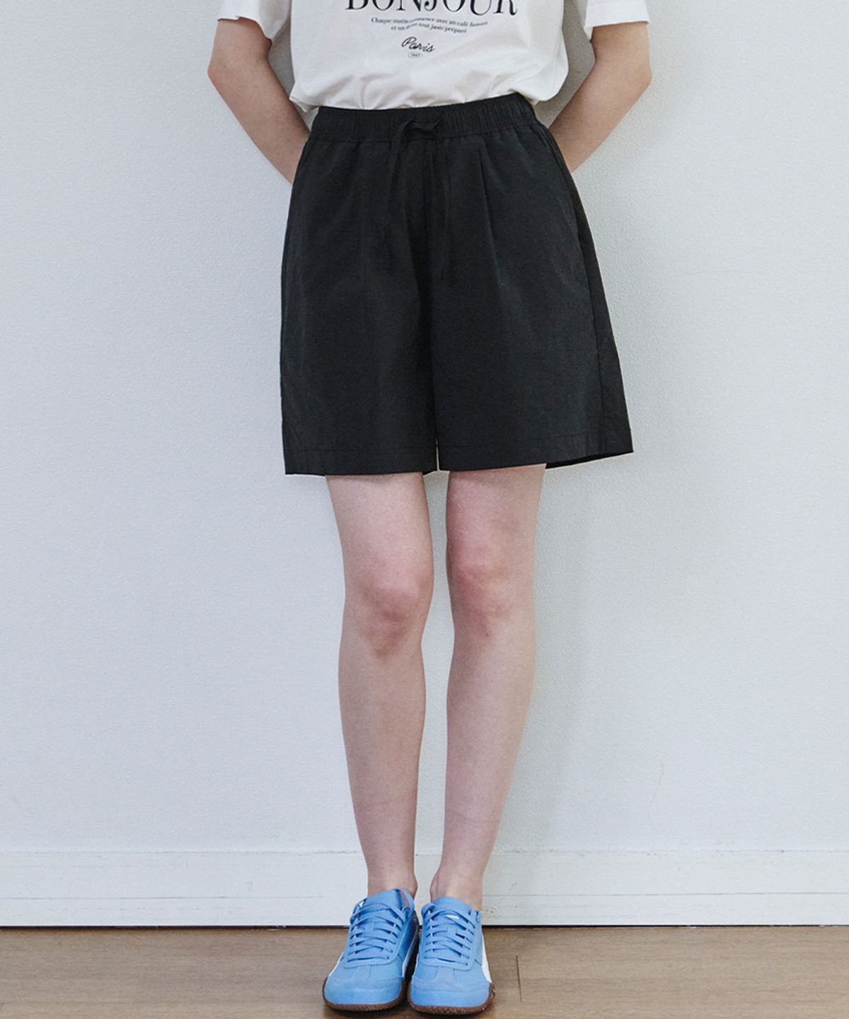 마롭(MALOUPE) 2212 나일론 하프밴딩 팬츠 (블랙)