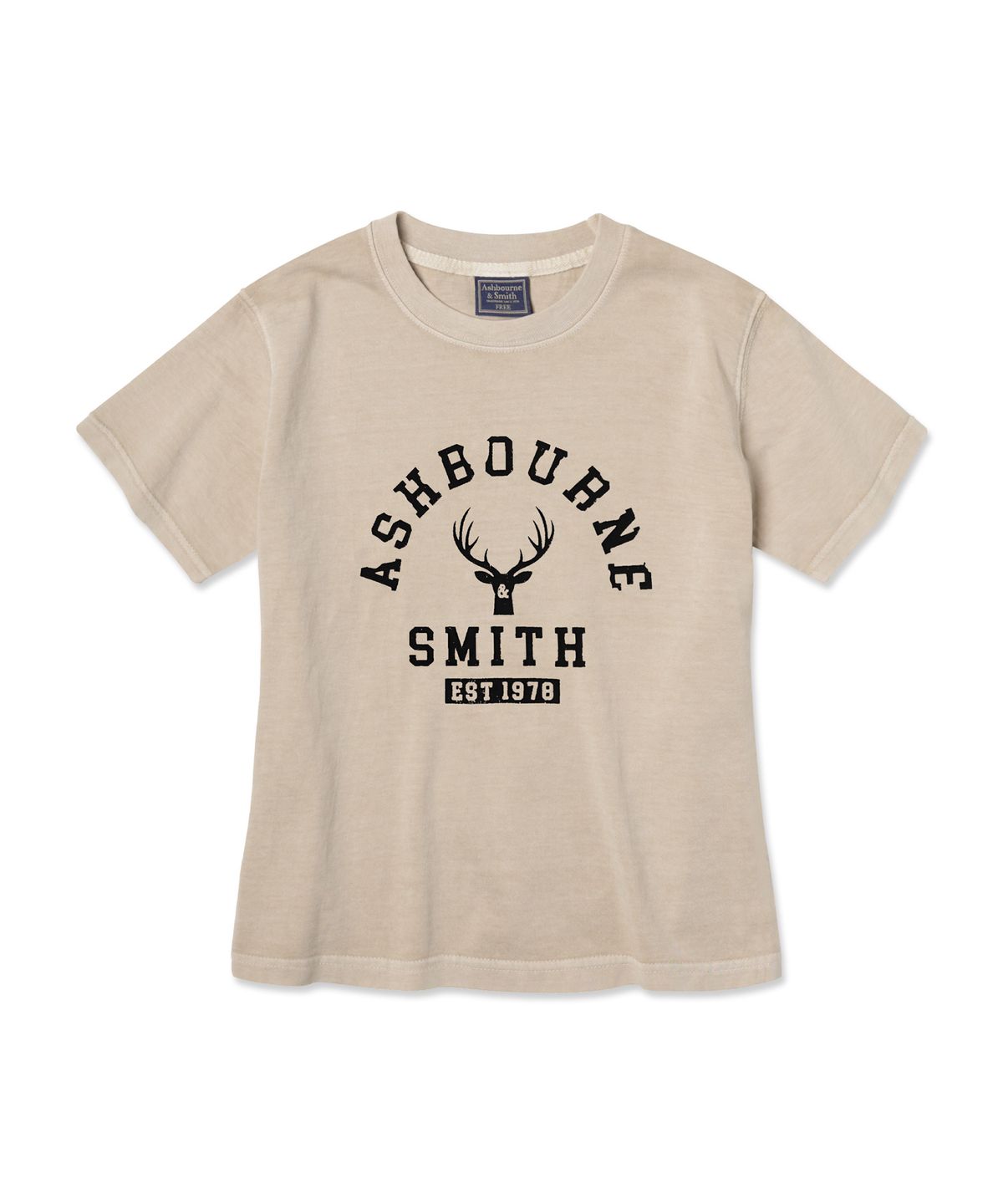 애쉬본&스미스(ASHBOURNE & SMITH) [우먼] DEERHEAD 피그먼트 반팔티 ASH1011_베이지
