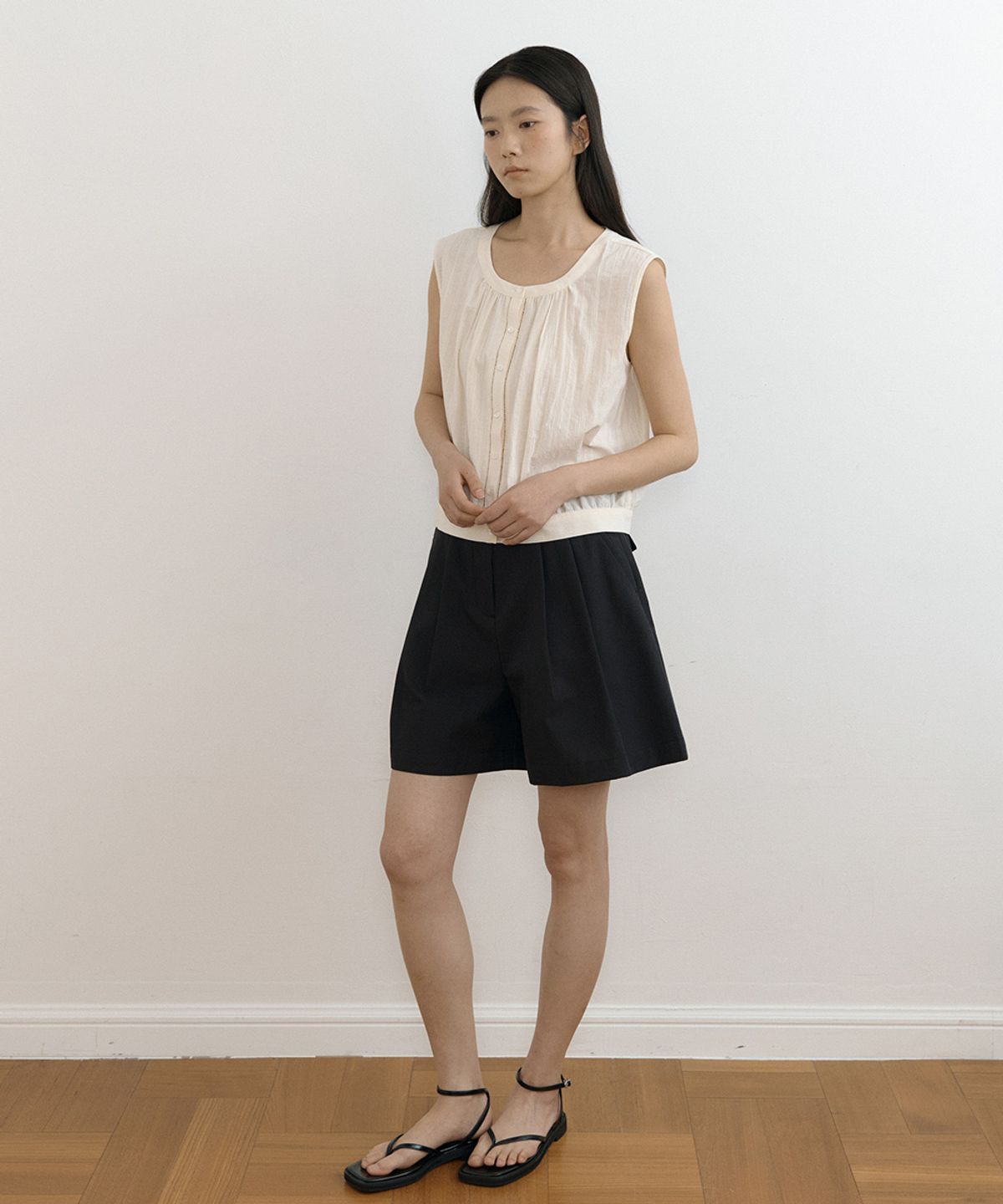 링서울(LINGSEOUL) jacquard sleeveless blouse-cream