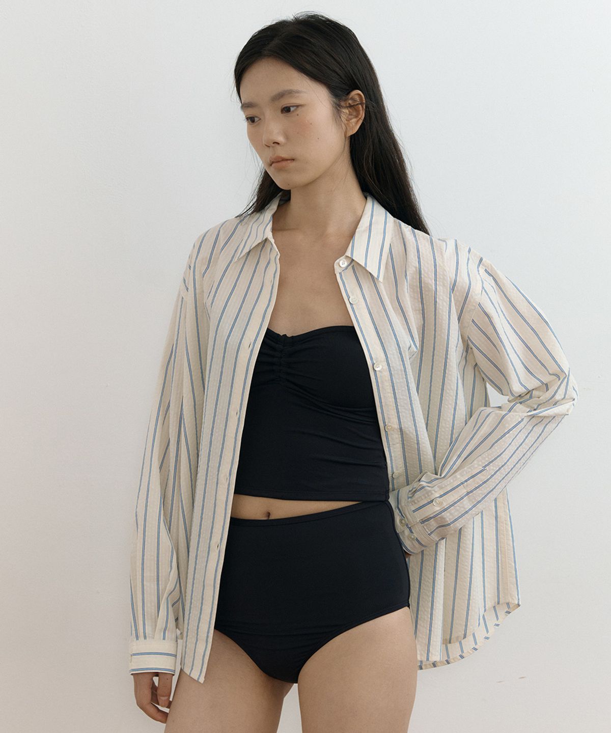 링서울(LINGSEOUL) tube top swim set-black