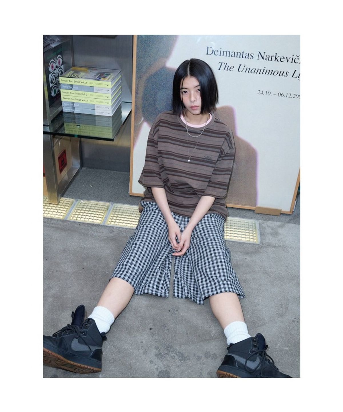 샌드 사운드(SAND SOUND) (UNISEX) 체크 버뮤다 밴딩 팬츠  블랙