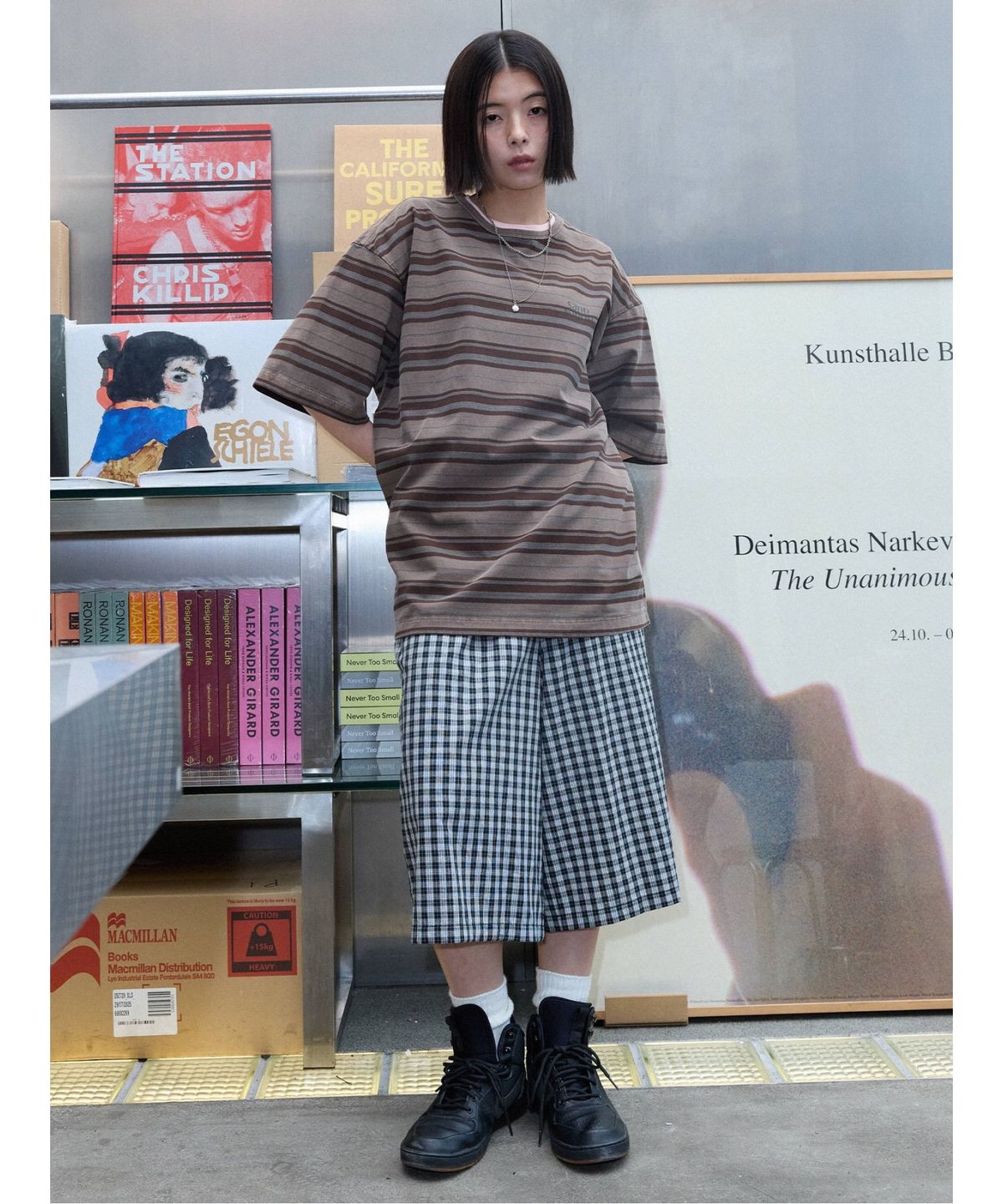 샌드 사운드(SAND SOUND) (UNISEX) 체크 버뮤다 밴딩 팬츠  블랙
