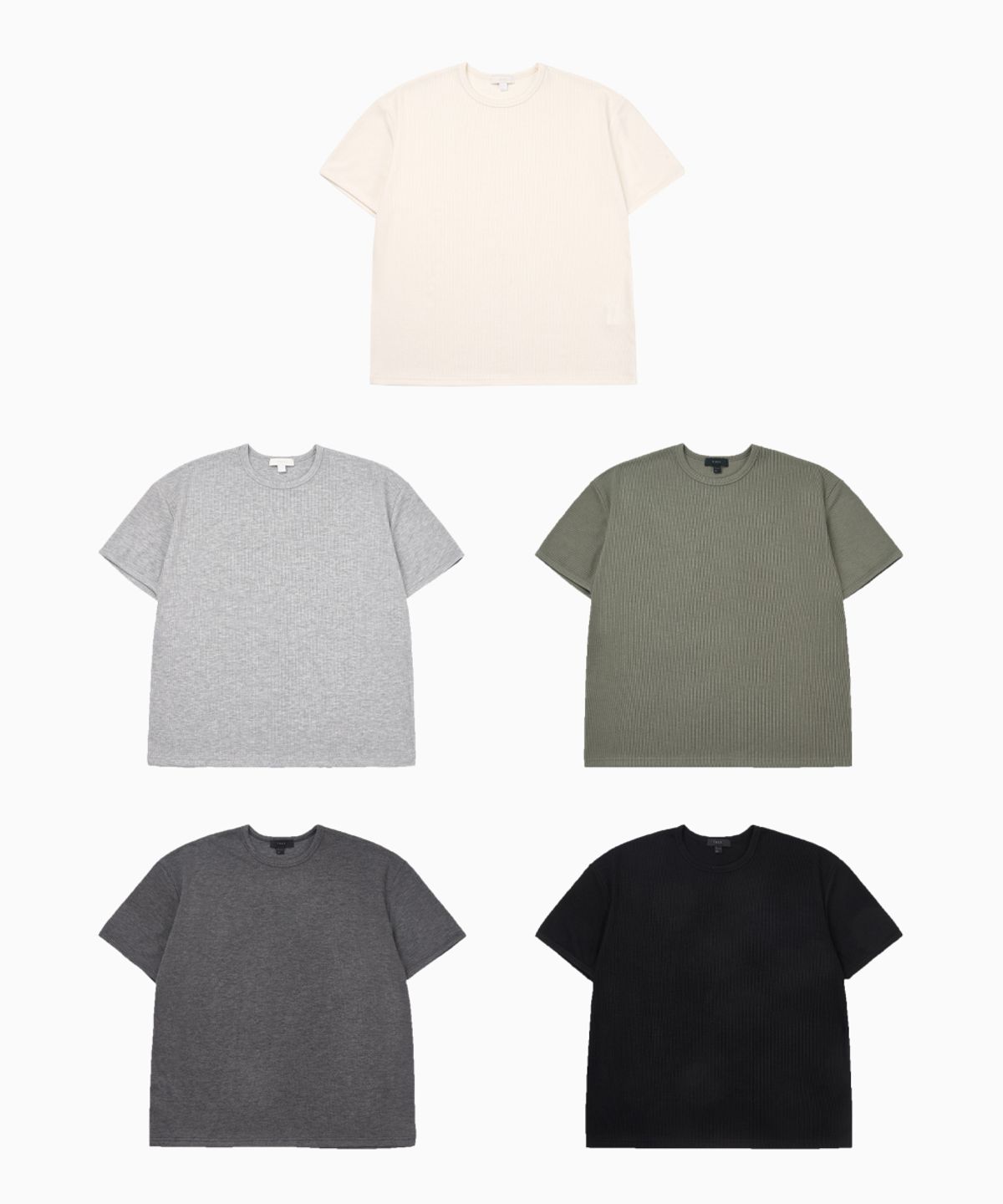 데이(THEY) 크롭 골지 반팔 헨리넥 티셔츠_5 COLOR