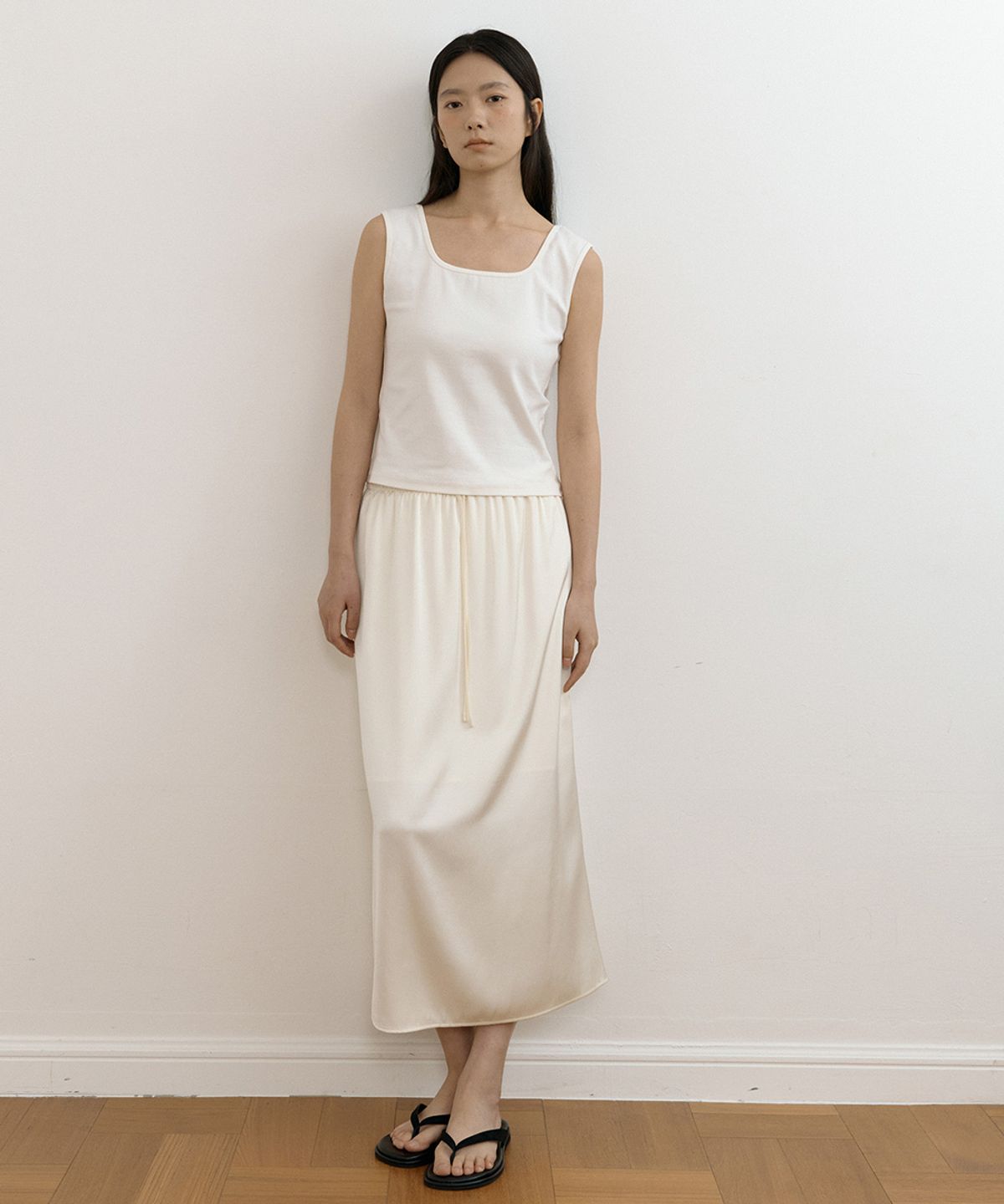 링서울(LINGSEOUL) silky banding skirt-cream
