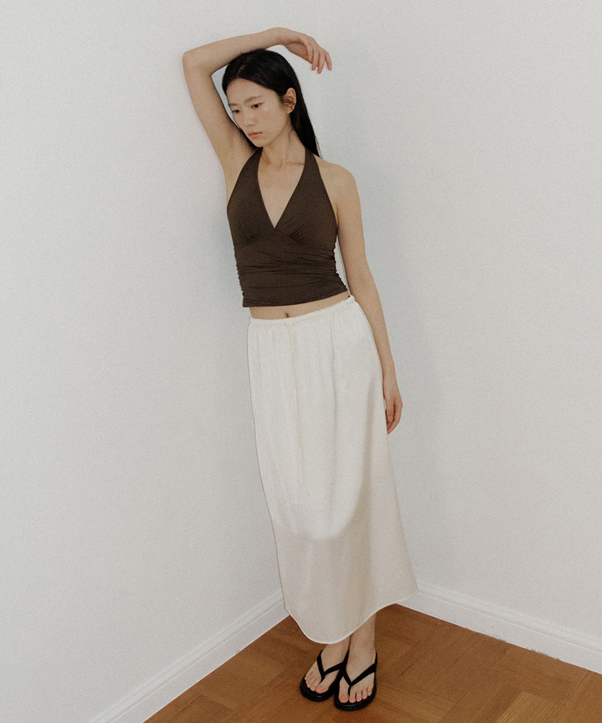 링서울(LINGSEOUL) silky banding skirt-cream