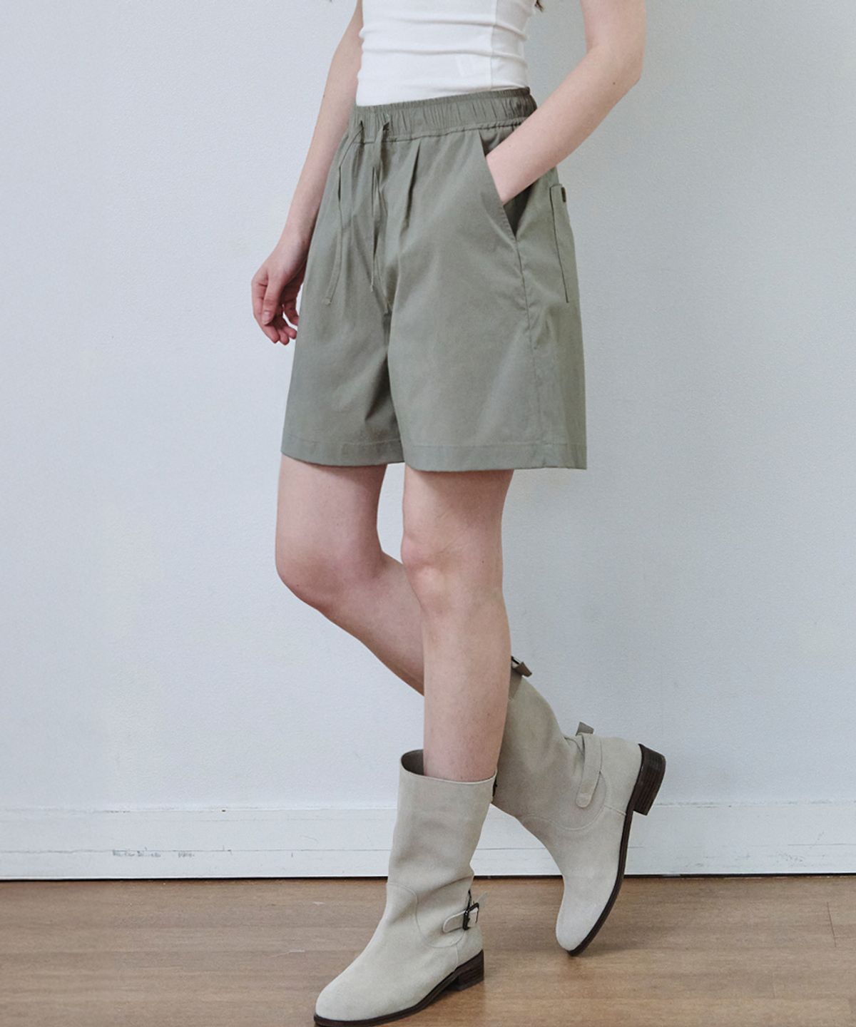마롭(MALOUPE) 2212 나일론 하프밴딩 팬츠 (카키)