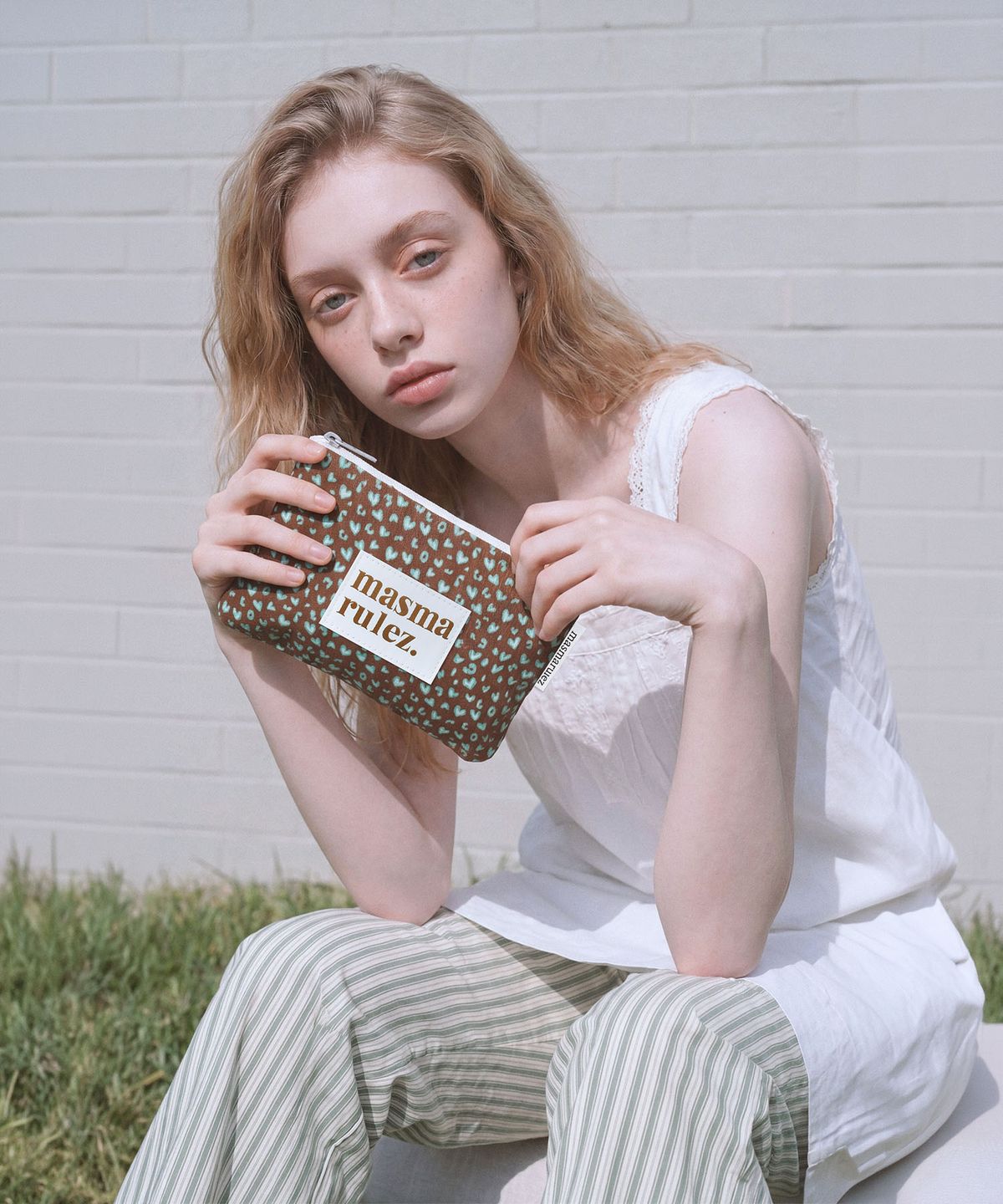 마스마룰즈(MASMARULEZ) Basic pouch_Heart leopard Brown