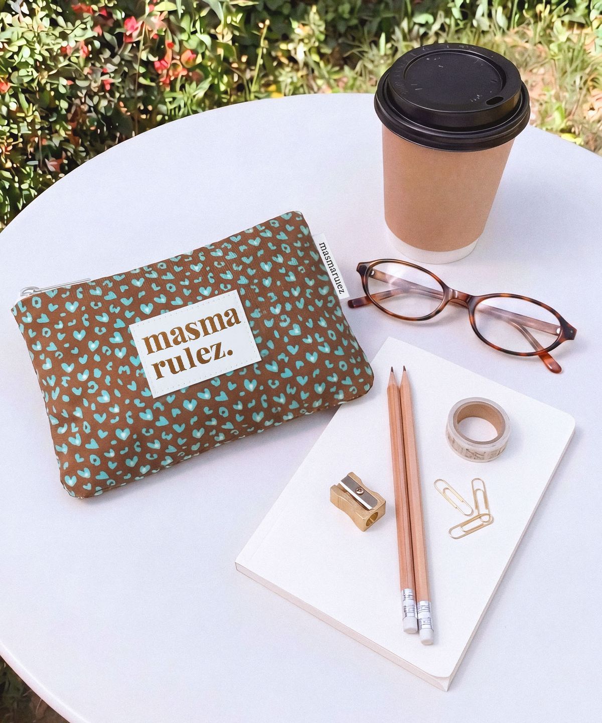 마스마룰즈(MASMARULEZ) Basic pouch_Heart leopard Brown