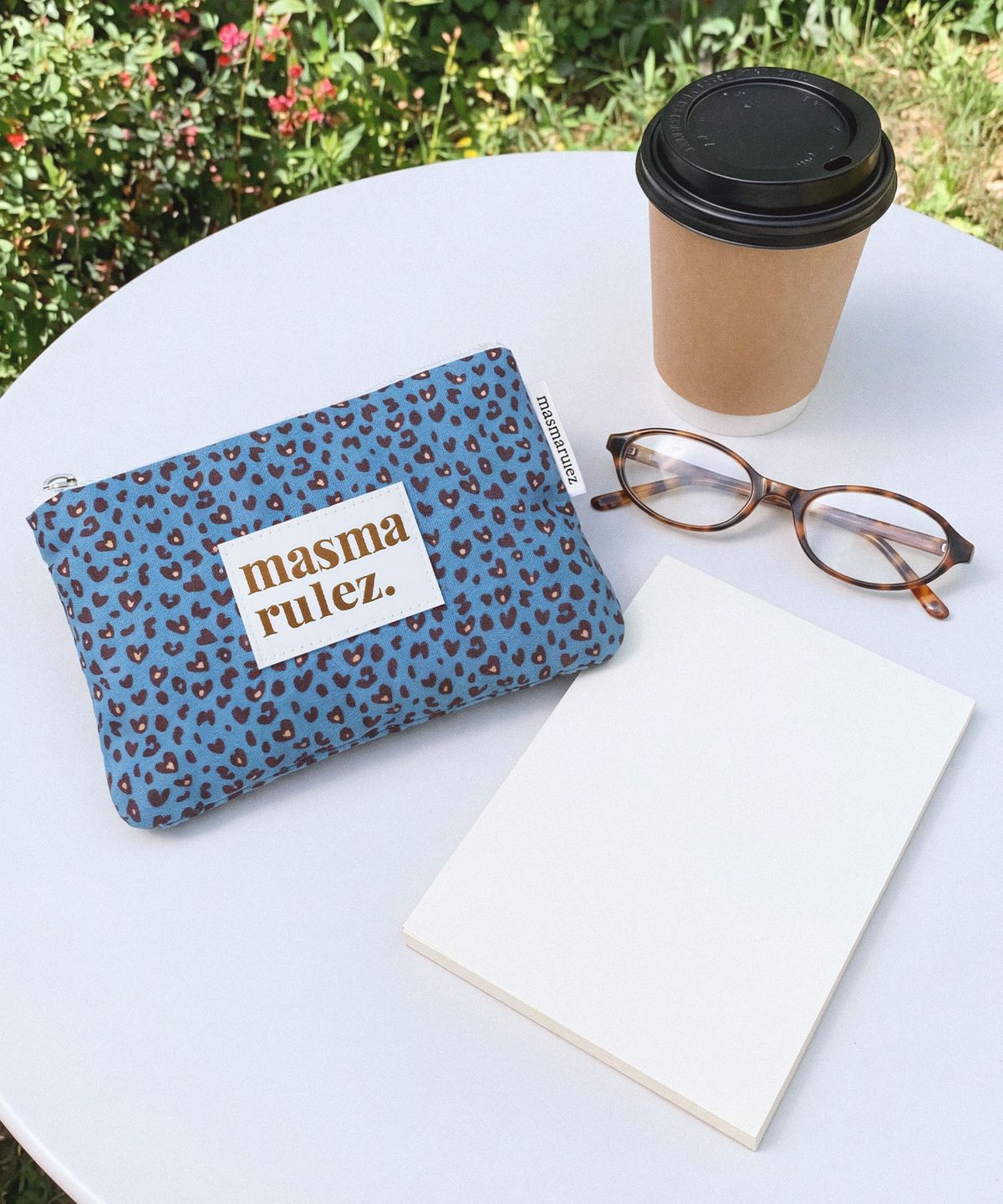 마스마룰즈(MASMARULEZ) Basic pouch_Heart leopard Mauve blue