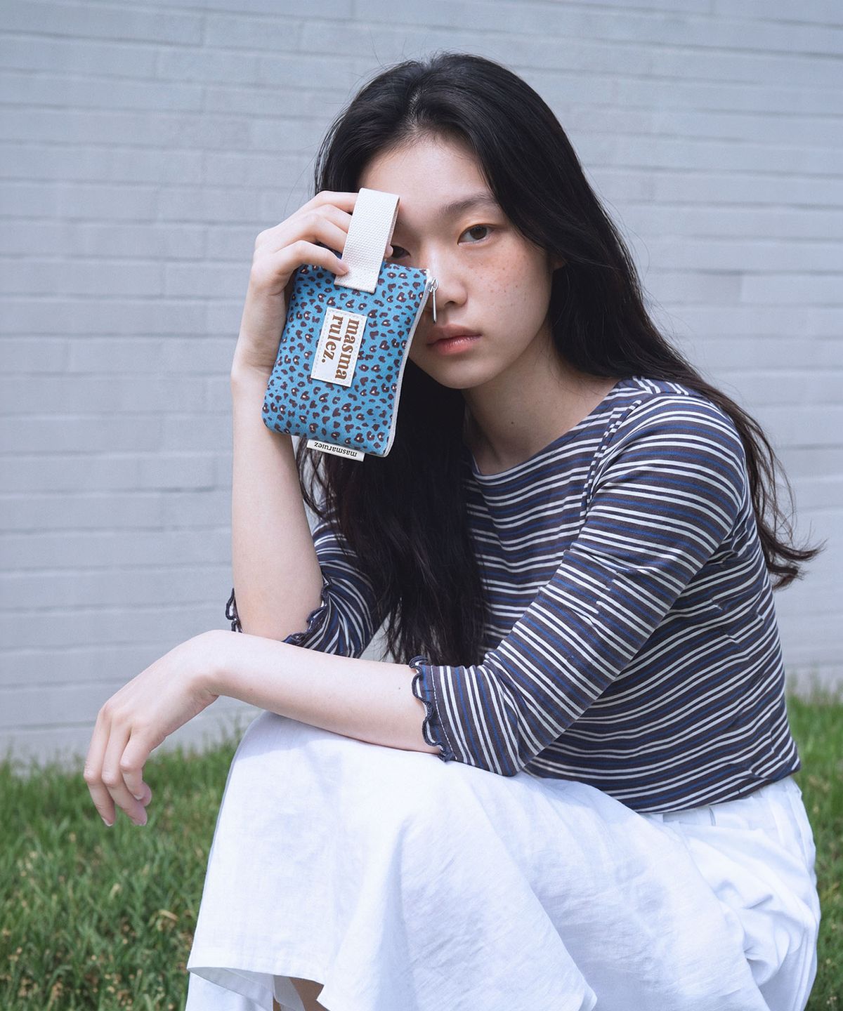 마스마룰즈(MASMARULEZ) Mini strap pouch_Heart leopard Mauve blue