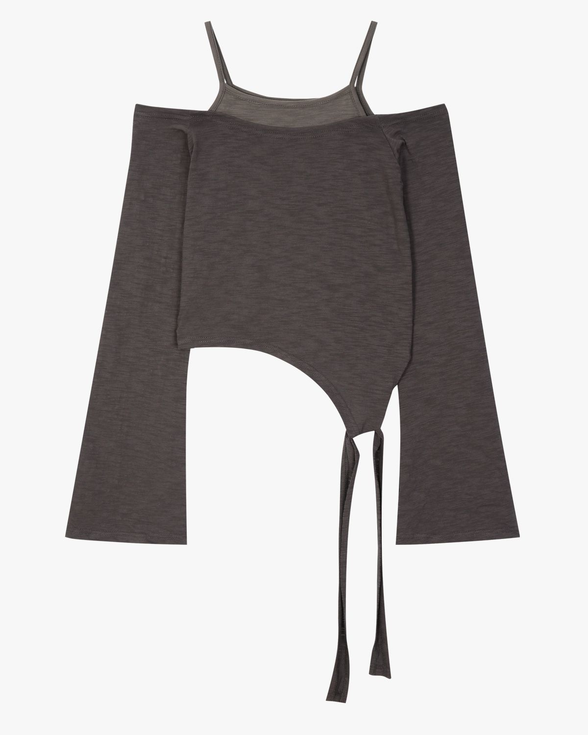 여린(YEORIN) Asym Off-Shoulder Strap Long Sleeve (Brown)