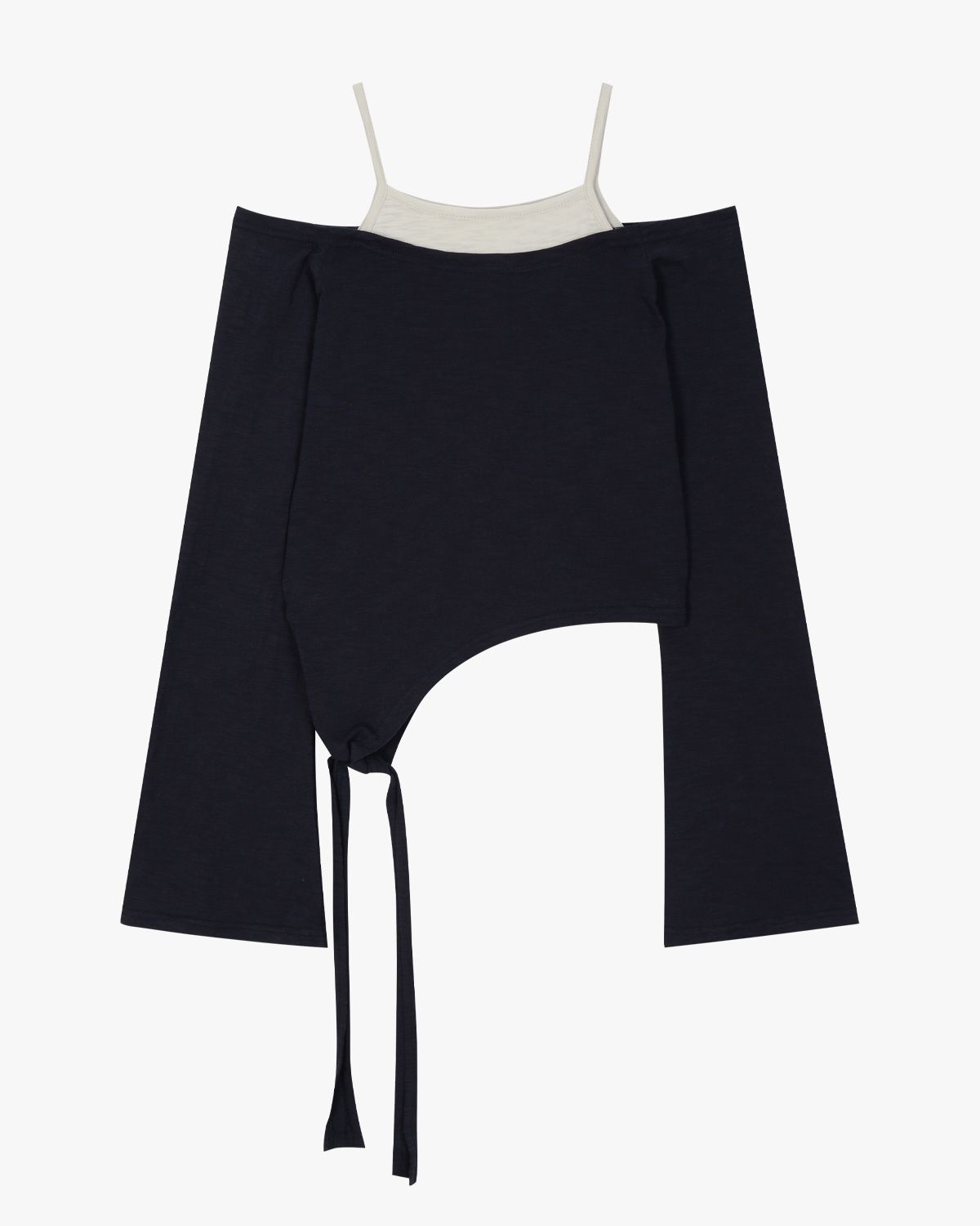 여린(YEORIN) Asym Off-Shoulder Strap Long Sleeve (Navy)