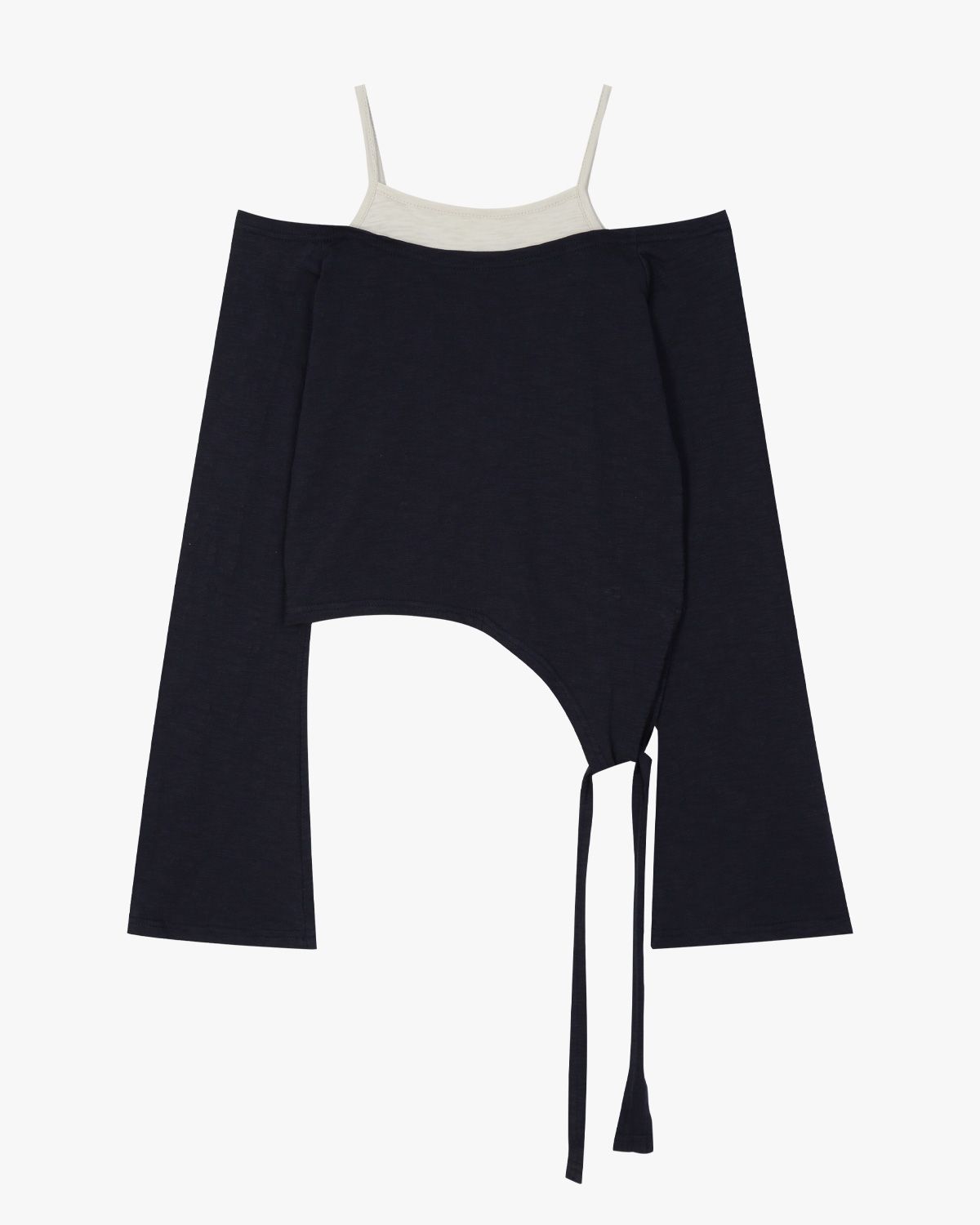 여린(YEORIN) Asym Off-Shoulder Strap Long Sleeve (Navy)