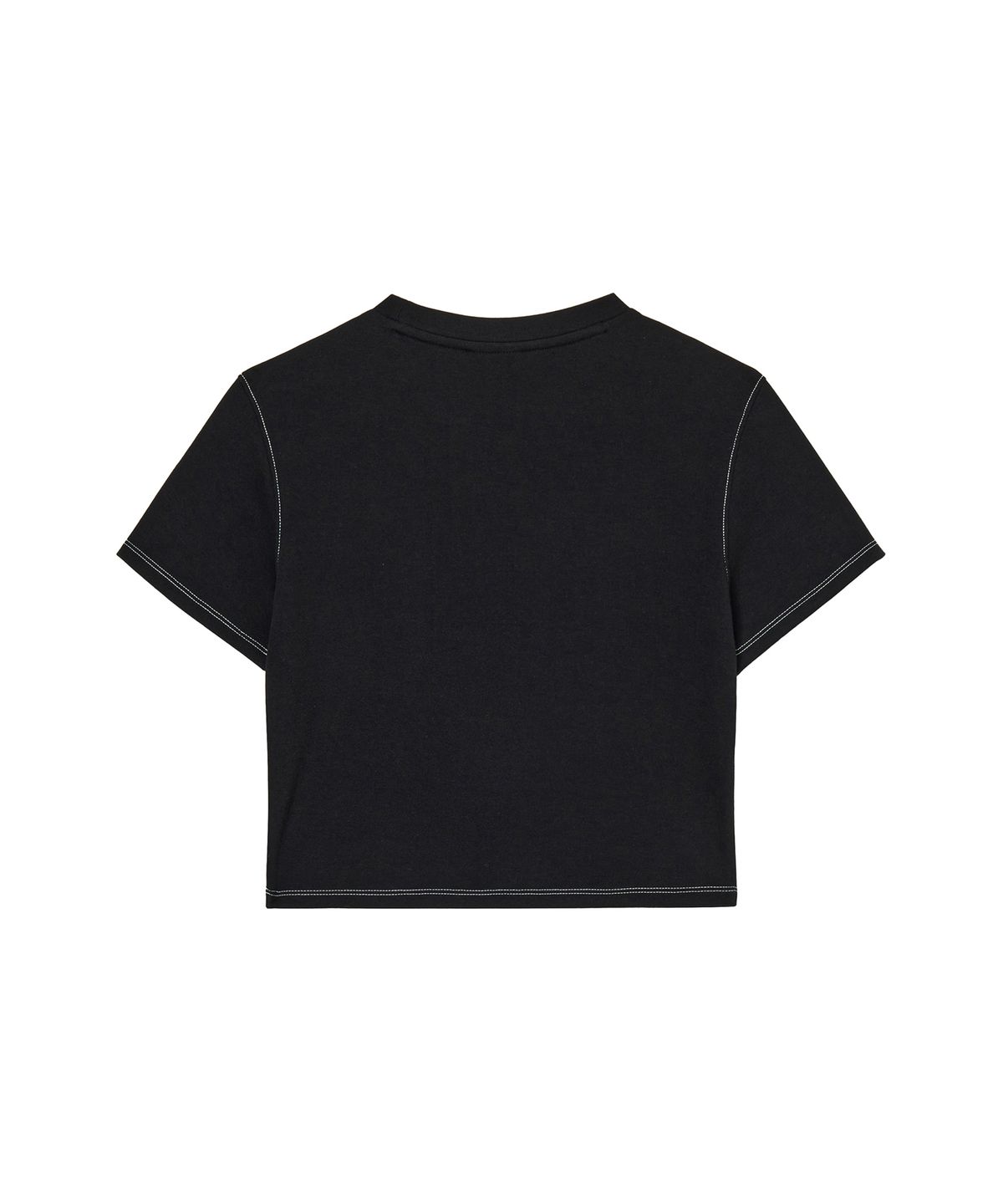미학(MIHAK) 스트록 로고 스티치 크롭 티셔츠 (BLACK)