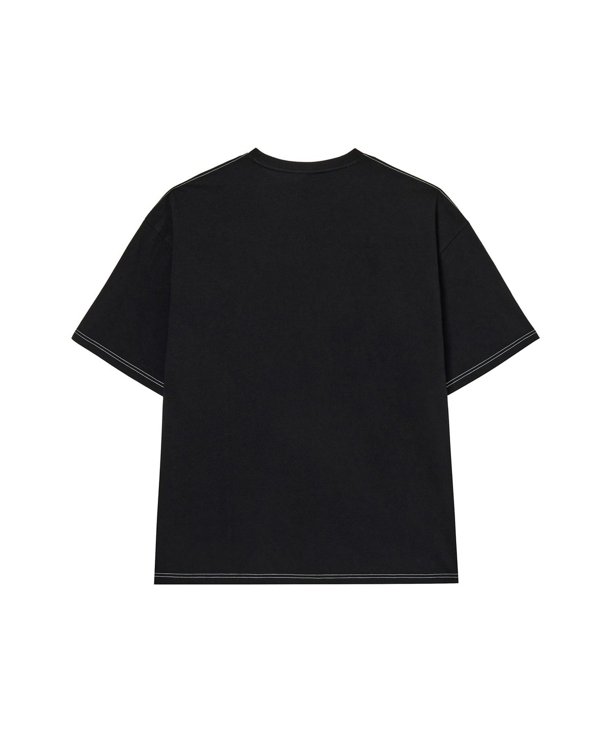 미학(MIHAK) 스트록 로고 스티치 오버핏 티셔츠 (BLACK)