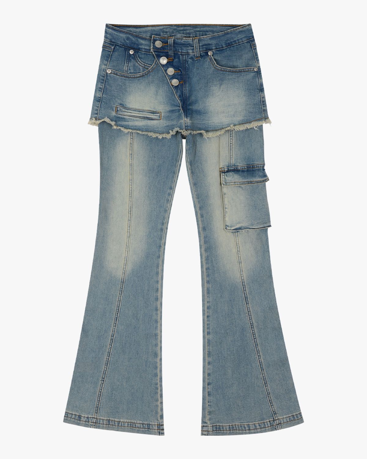 여린(YEORIN) Cargo Bootcut Denim (Blue)
