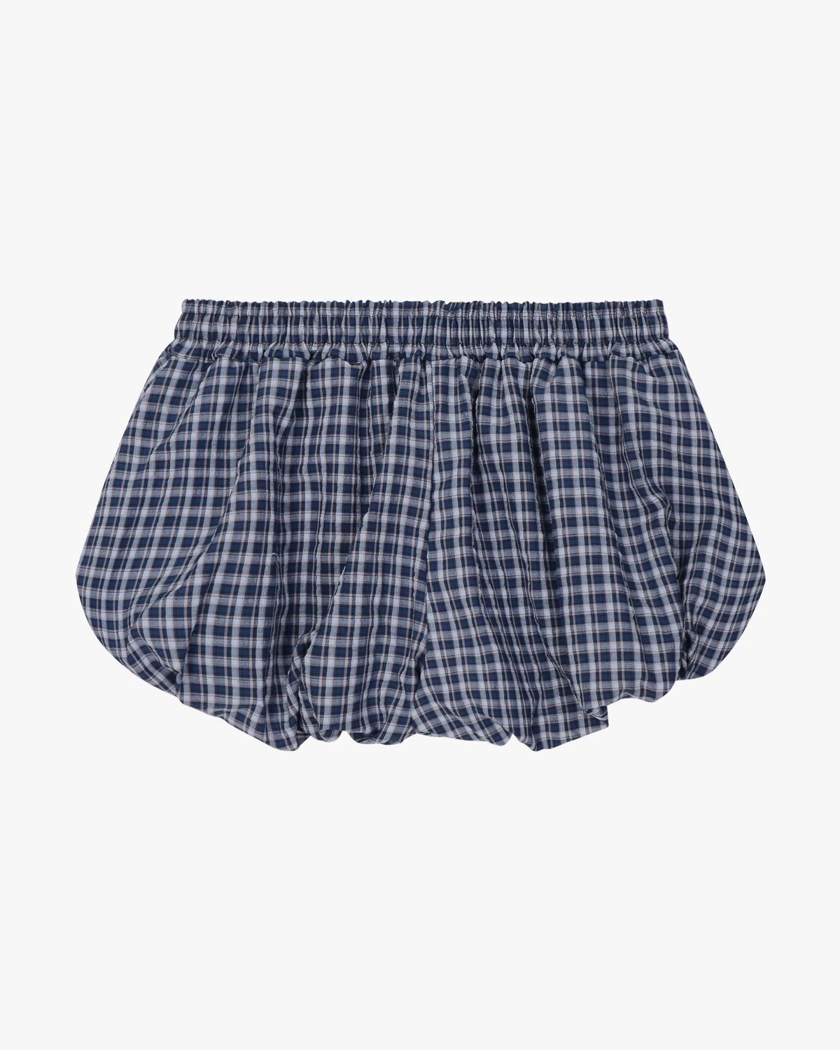 여린(YEORIN) Check Balloon Shorts (Blue)