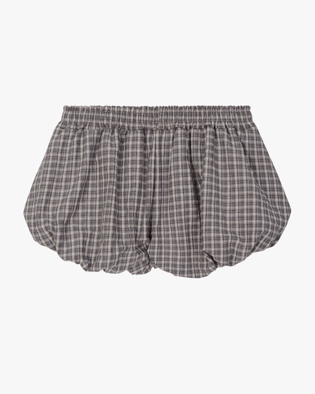 여린(YEORIN) Check Balloon Shorts (Brown)