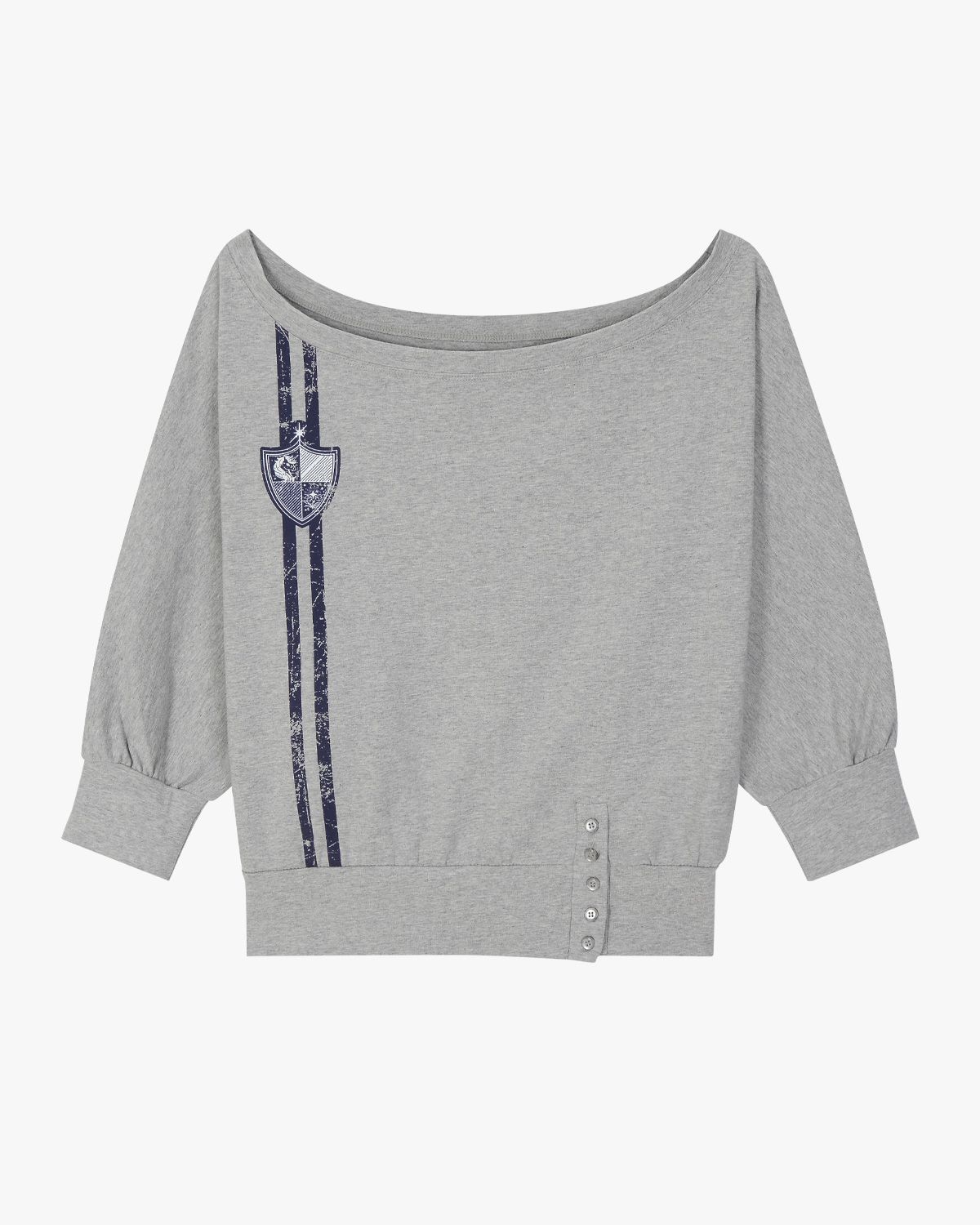 여린(YEORIN) Double Line Boat Neck T-Shirts (M gray)