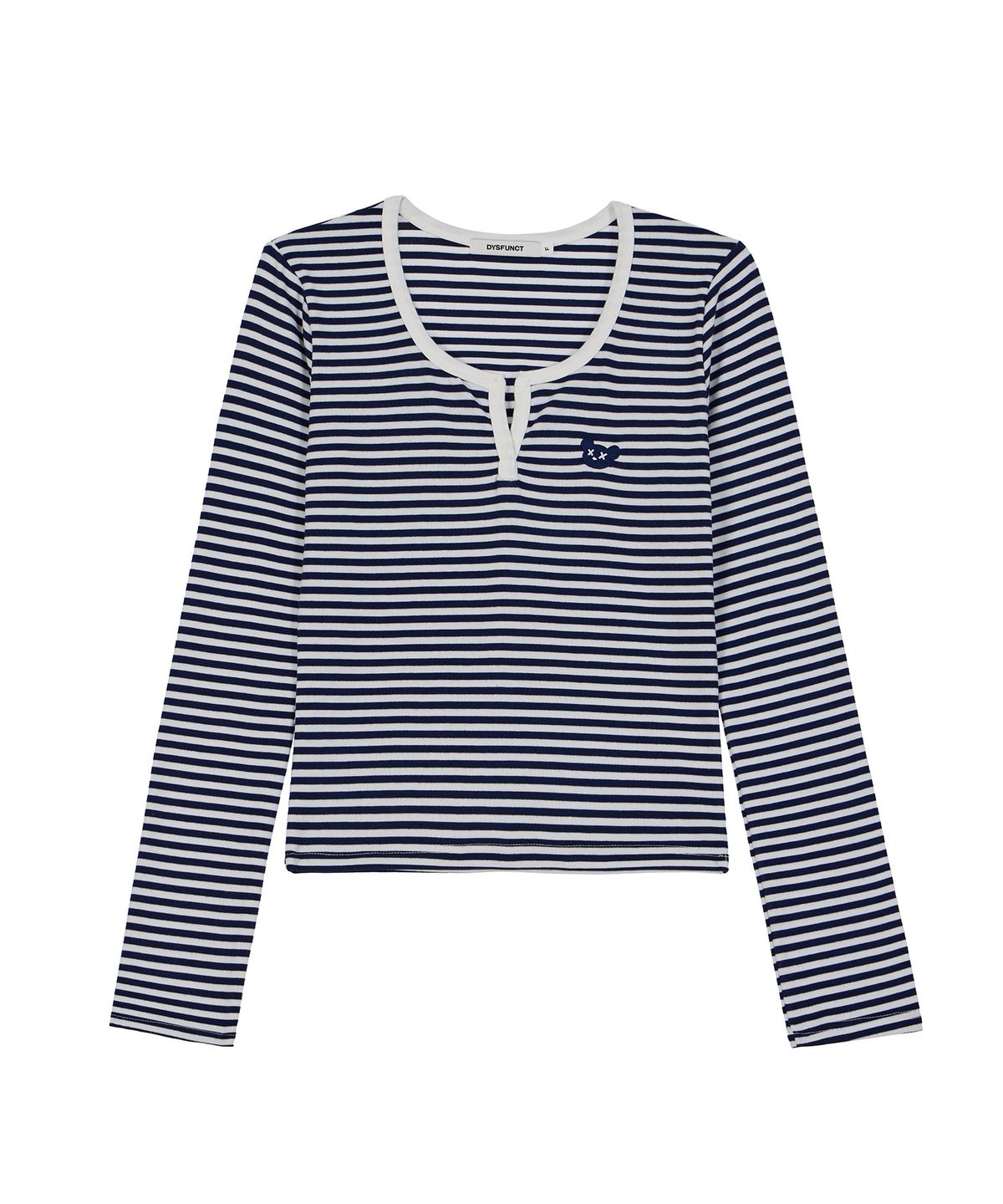 디스펑트(DYSFUNCT) STRIPE ROUND EMBROIDER T-SHIRT(NAVY)