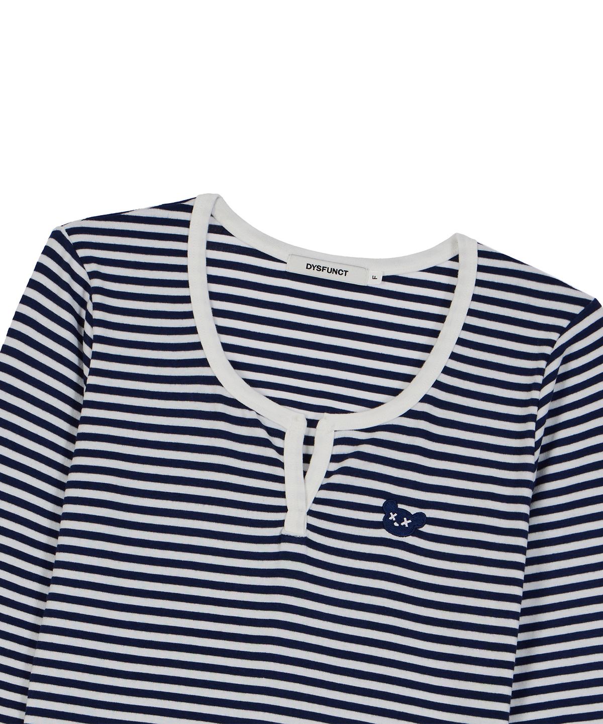 디스펑트(DYSFUNCT) STRIPE ROUND EMBROIDER T-SHIRT(NAVY)