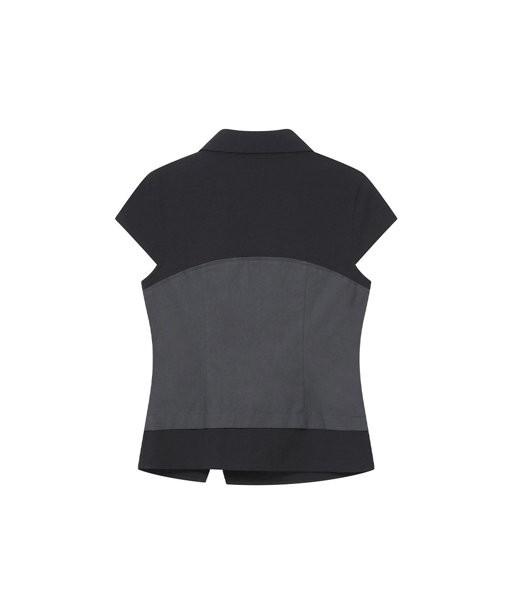 MUSINSA公式 | MISEKI SEOUL Hannah side collar shirt BLACK