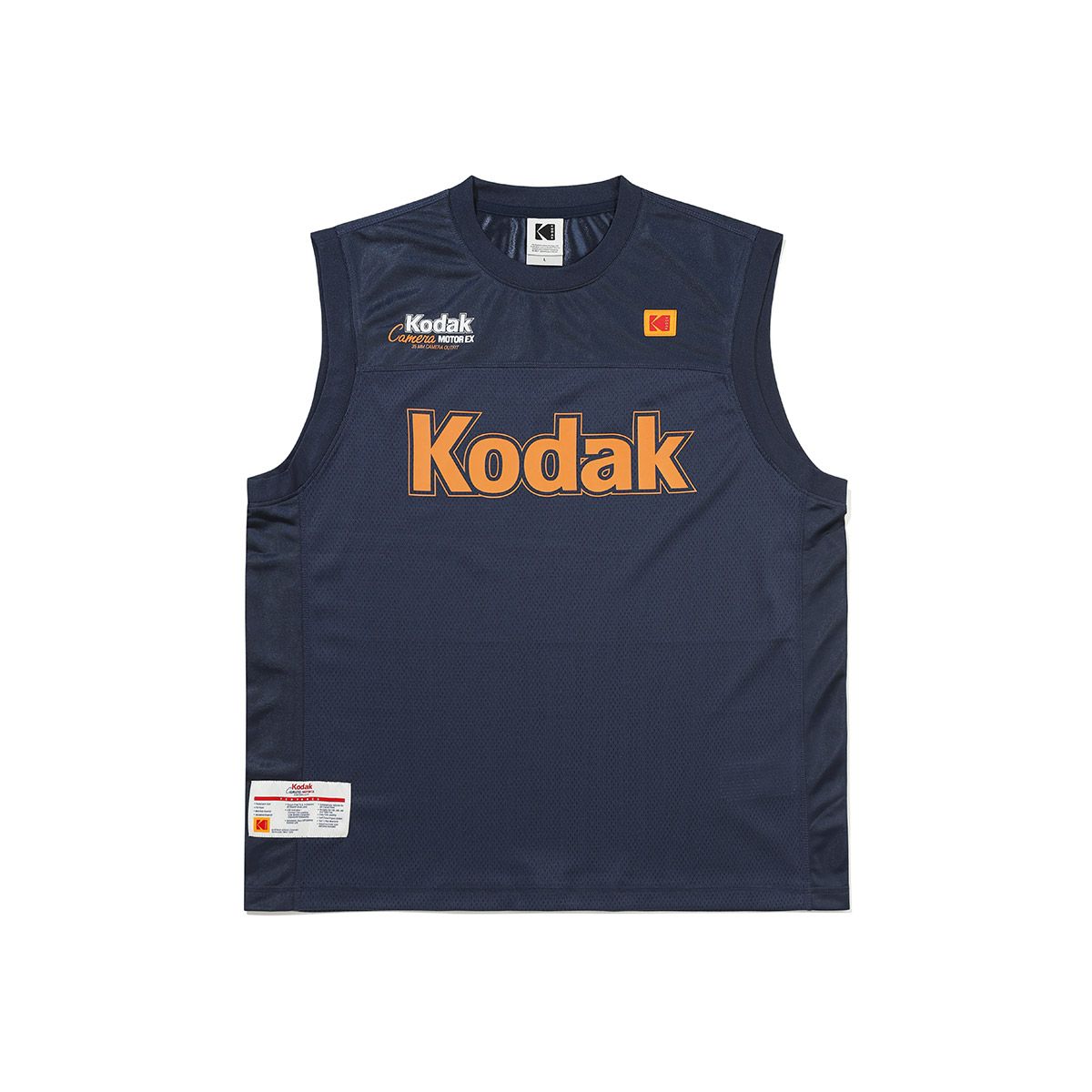 코닥(KODAK) 메쉬 슬리브리스 탑 NAVY