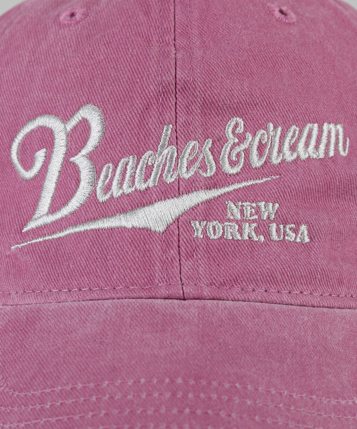 비치스앤크림(BEACHESANDCREAM) New York USA Stone-Washed Ball cap-Pink