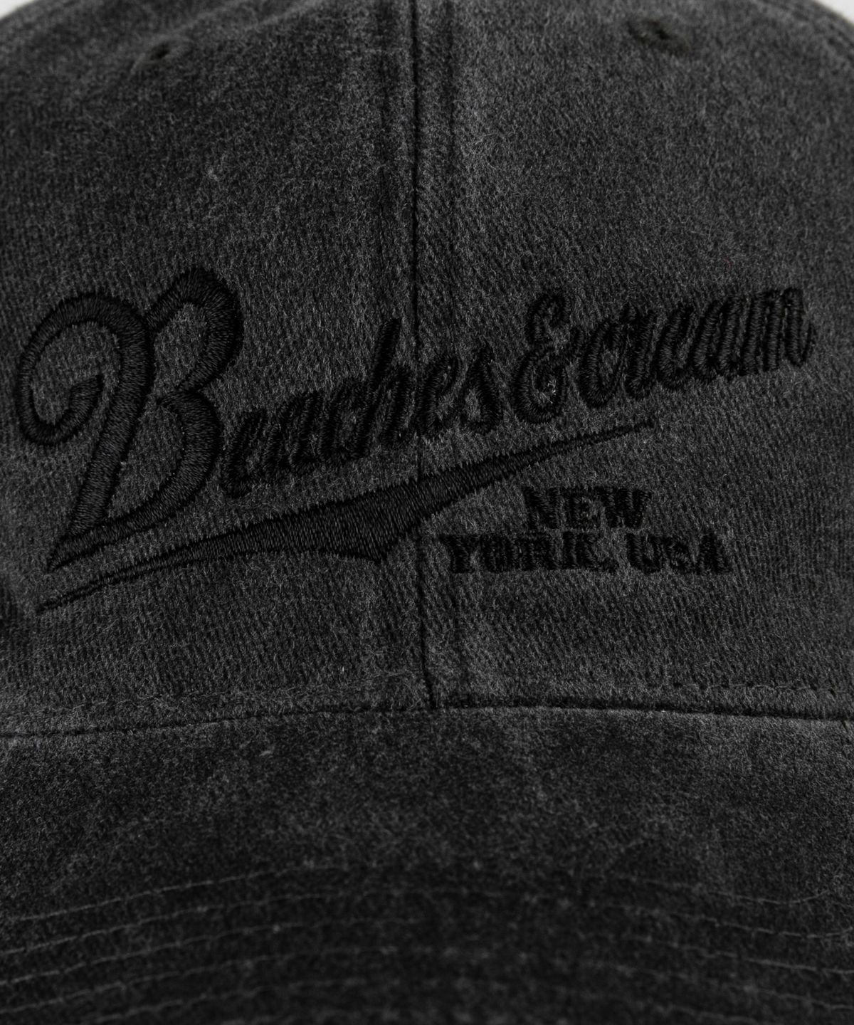 비치스앤크림(BEACHESANDCREAM) New York USA Stone-Washed Ball cap-Charcoal