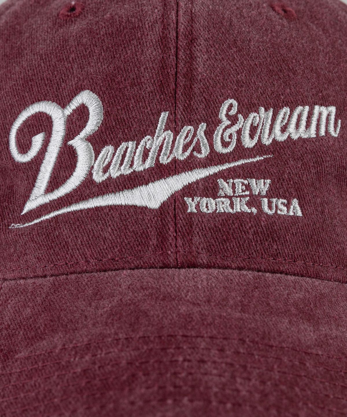 비치스앤크림(BEACHESANDCREAM) New York USA Stone-Washed Ball cap-Burgundy